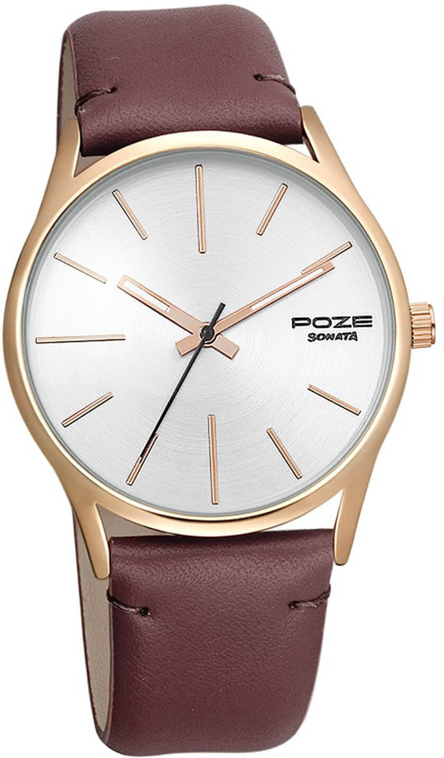 Image of SONATA Poze by Quartz Analog Silver Dial PU Leather Strap Watch for Men Analog Watch - For Men