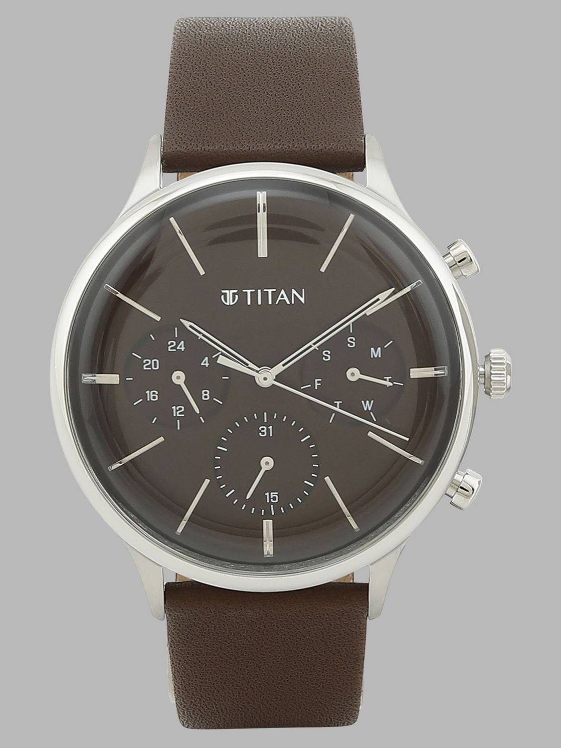 Titan NQ90134SL02 Titan Light Leathers Multifunction Brown Dial