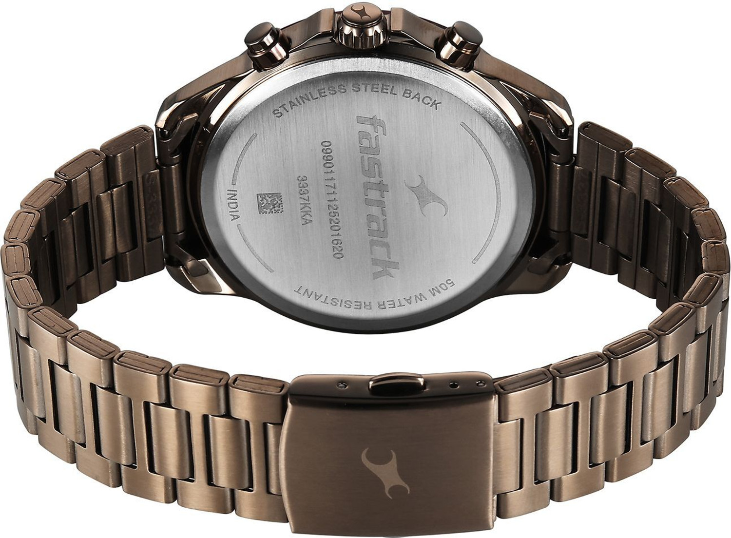 Image of Fastrack Wild Wild Chameleons Back Inspired Bezel With Maroon Stainless Steel Strap Analog Watch - For Men