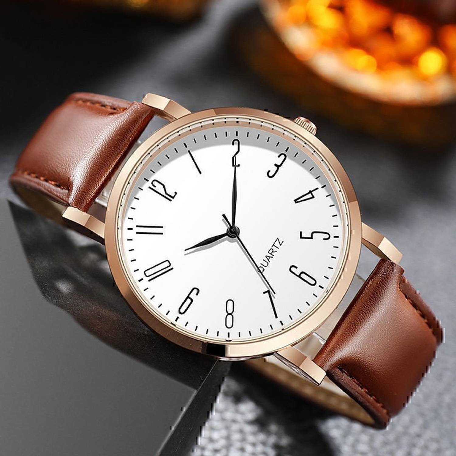 SUBERA Leather Strap Analog Watch for Men - 4 Colors - Image 4