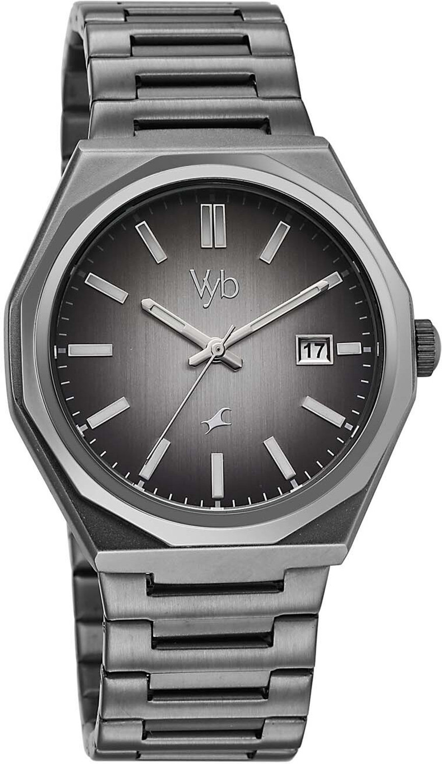 Image of Fastrack Vyb Orion Vyb Orion Date Display Quartz Grey Dial Gun Stainless Steel Strap Analog Watch - For Men