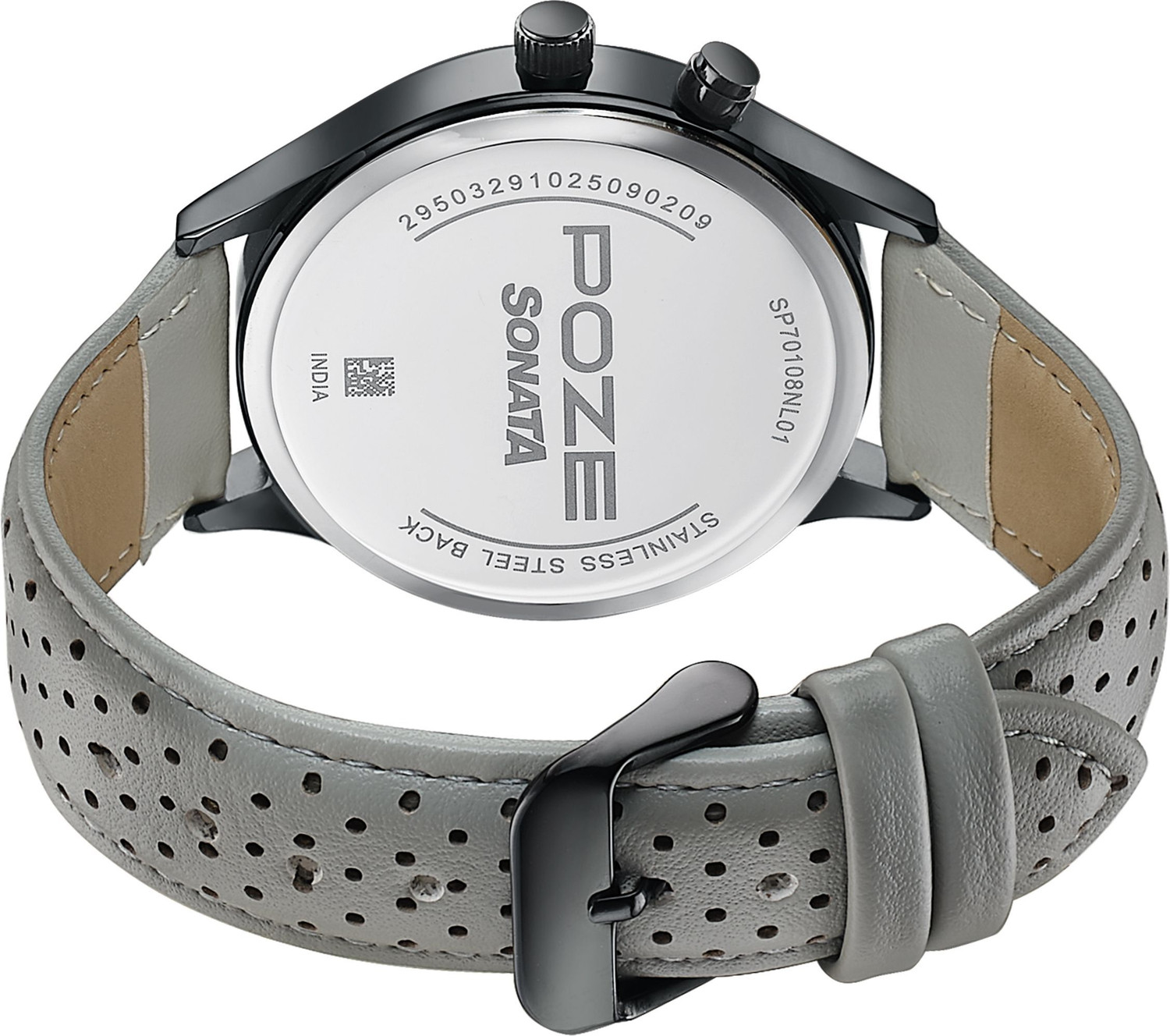 Image of SONATA Poze 8 Sonata Poze 8 EL Glow Watch Grey Dial Grey PU Leather Strap Analog Watch - For Men
