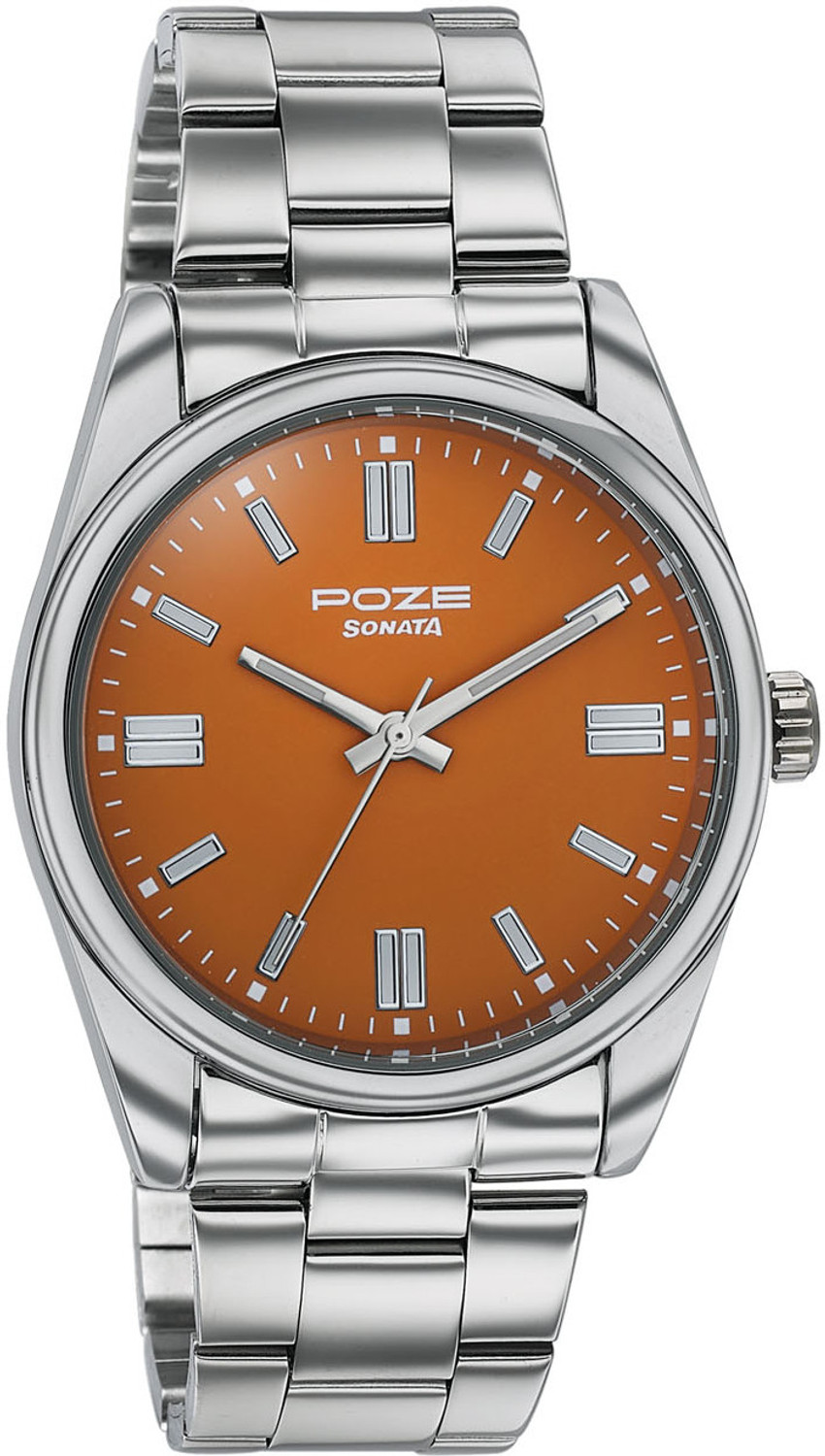 Image of SONATA Poze Drop 9.2 Poze 9 Quartz Brown Dial IPS Sheet Metal Strap Analog Watch - For Men