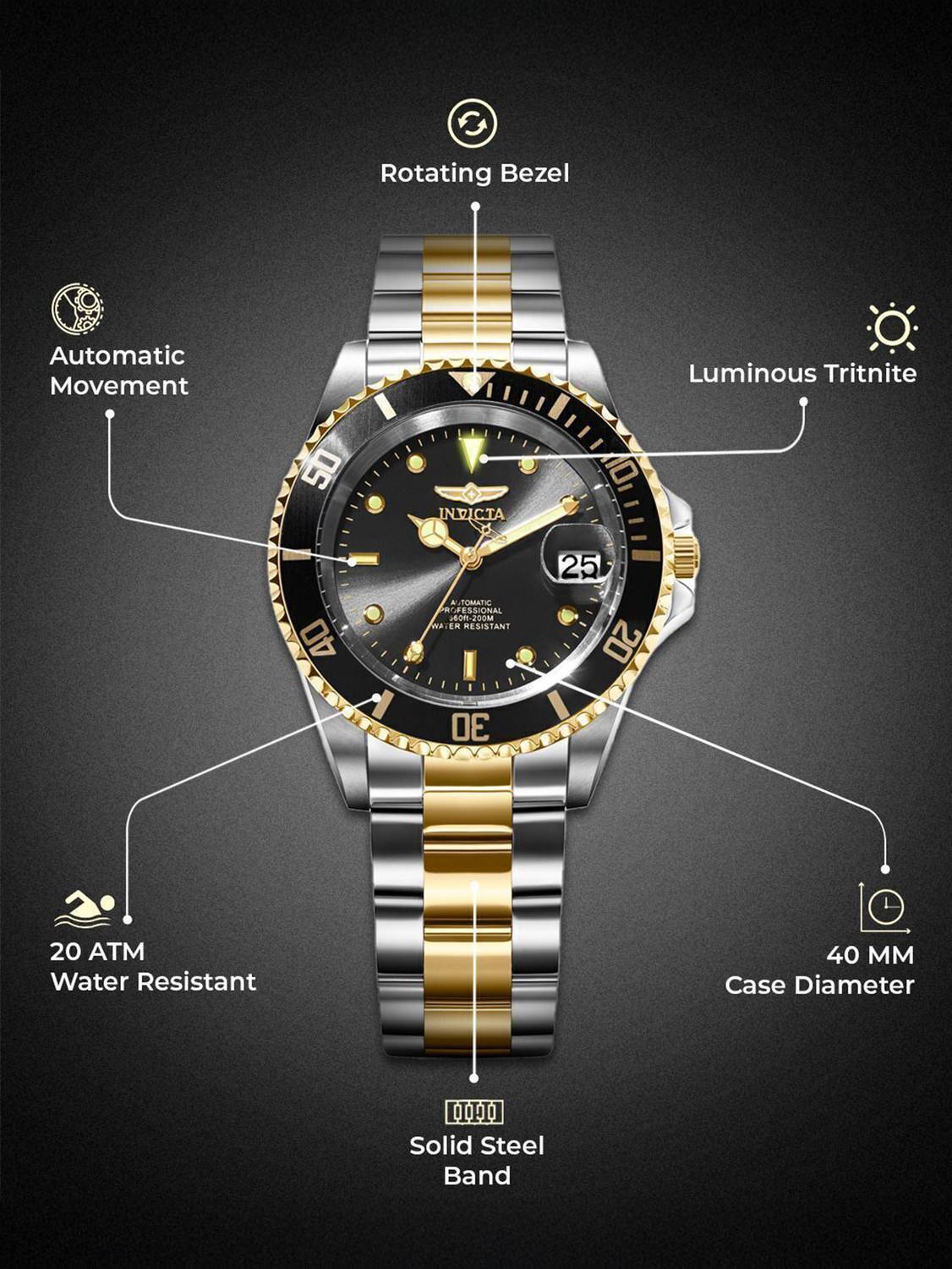 INVICTA 8927OB Pro Diver Black Dial Watch - Image 2