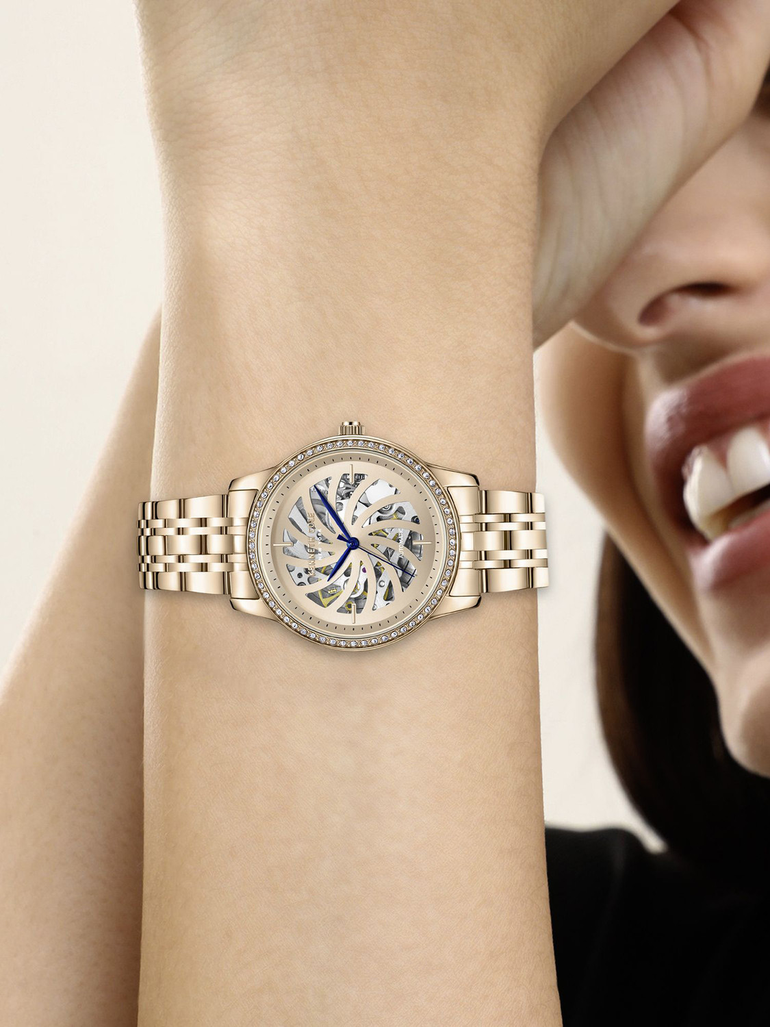Image of Kenneth Cole Kenneth Cole Automatic Rose Gold Dial Rose Gold MetalStrap Analog Watch - For Women