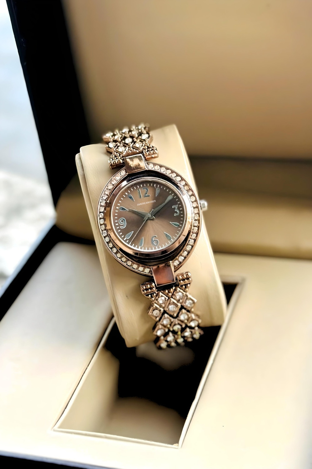 Image of Americanviber DRW0034 BROWN+DRW0027 ROSE WHITE Premium Stylish Combo Watch Set for Women & Girls Analog Watch - For Women