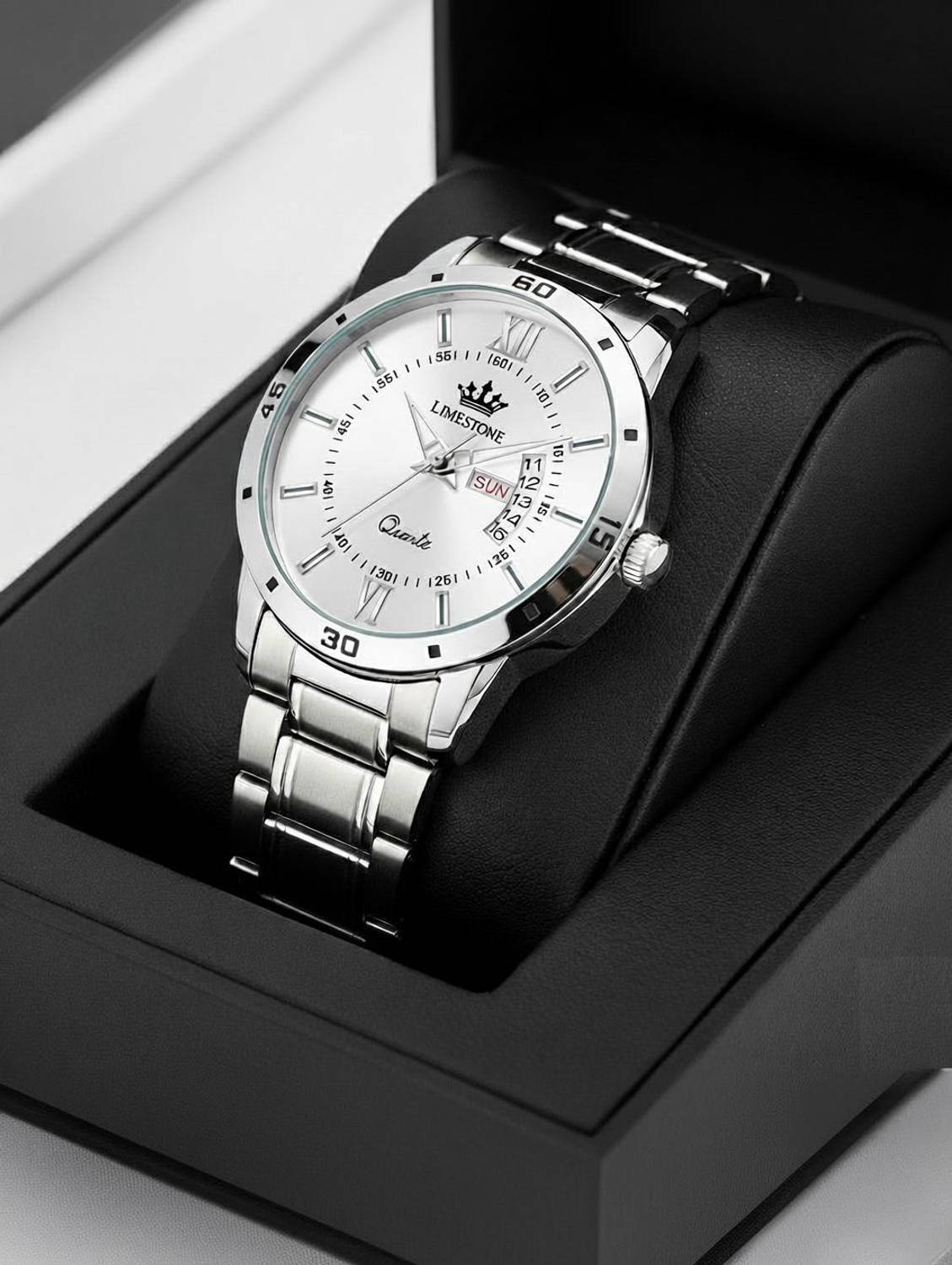 LIMESTONE Men's Steel Strap Quartz Watch - Image 1