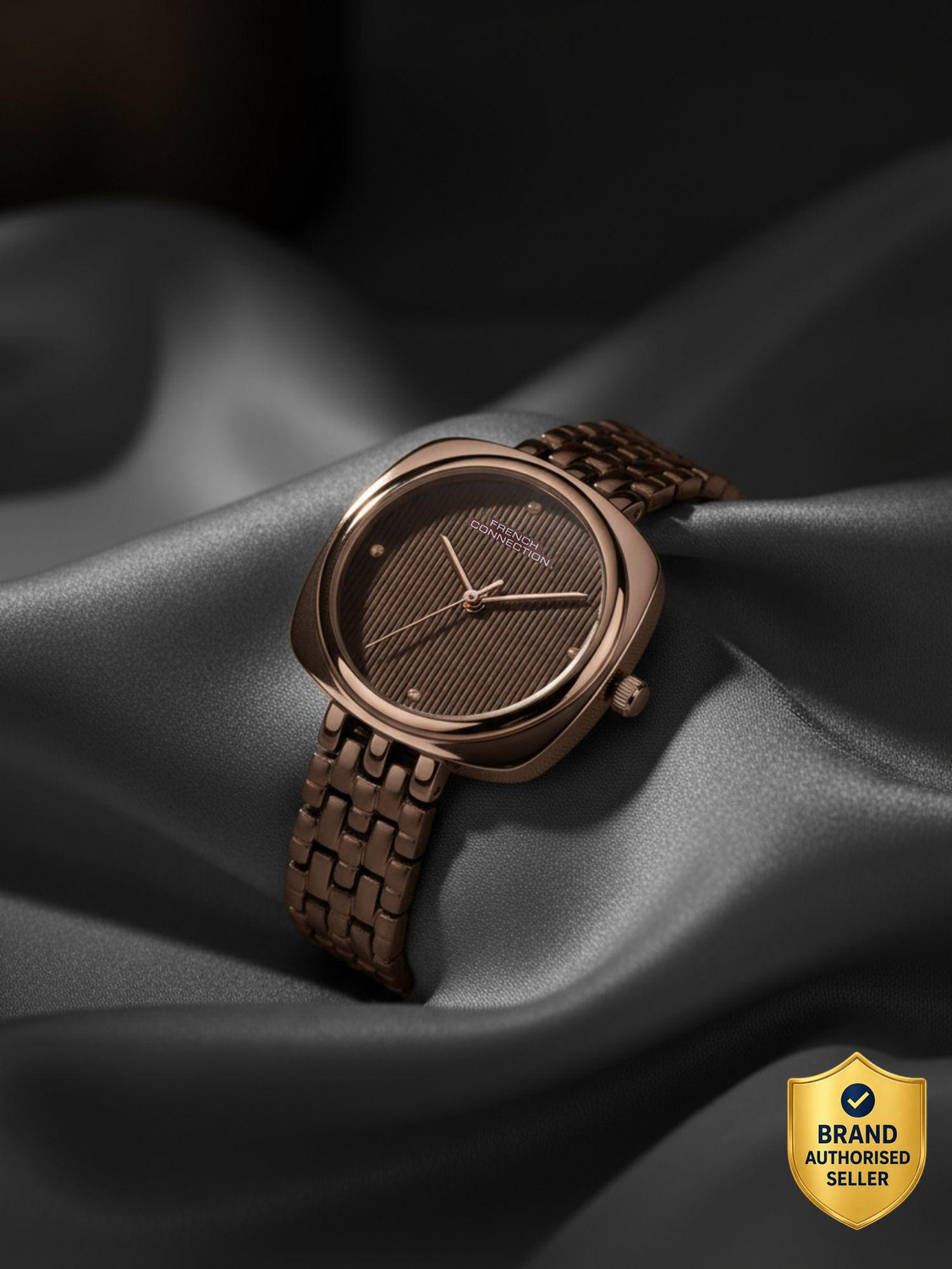 Image of French Connection Fayvora Fayvora Rhinestones Brown Textured Dial | Brown Analog Watch For Women's Analog Watch - For Women