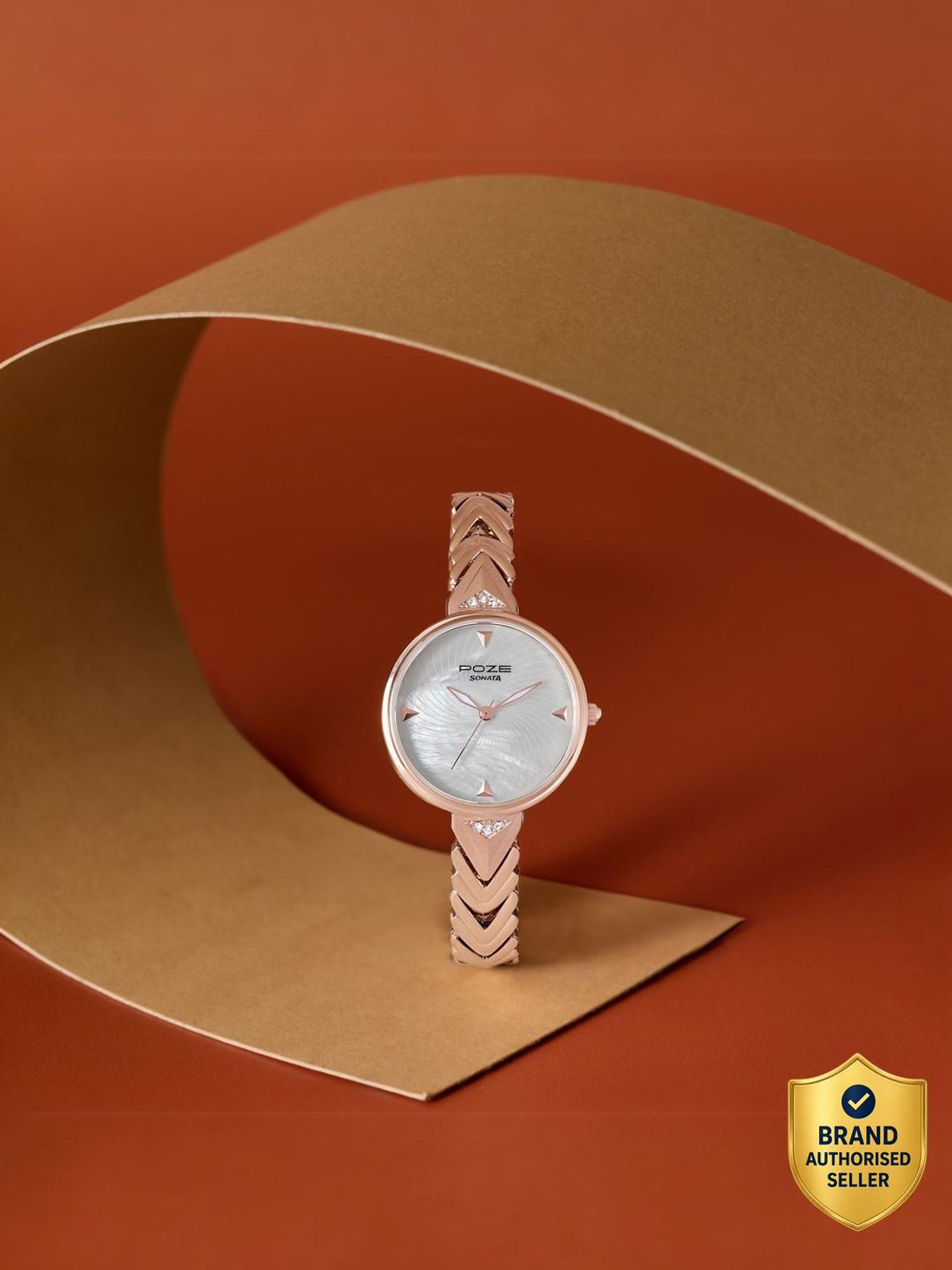Image of SONATA Poze 7 Sonata Poze 7 White MOP Dial Rose Gold Alloy strap Strap Analog Watch - For Women