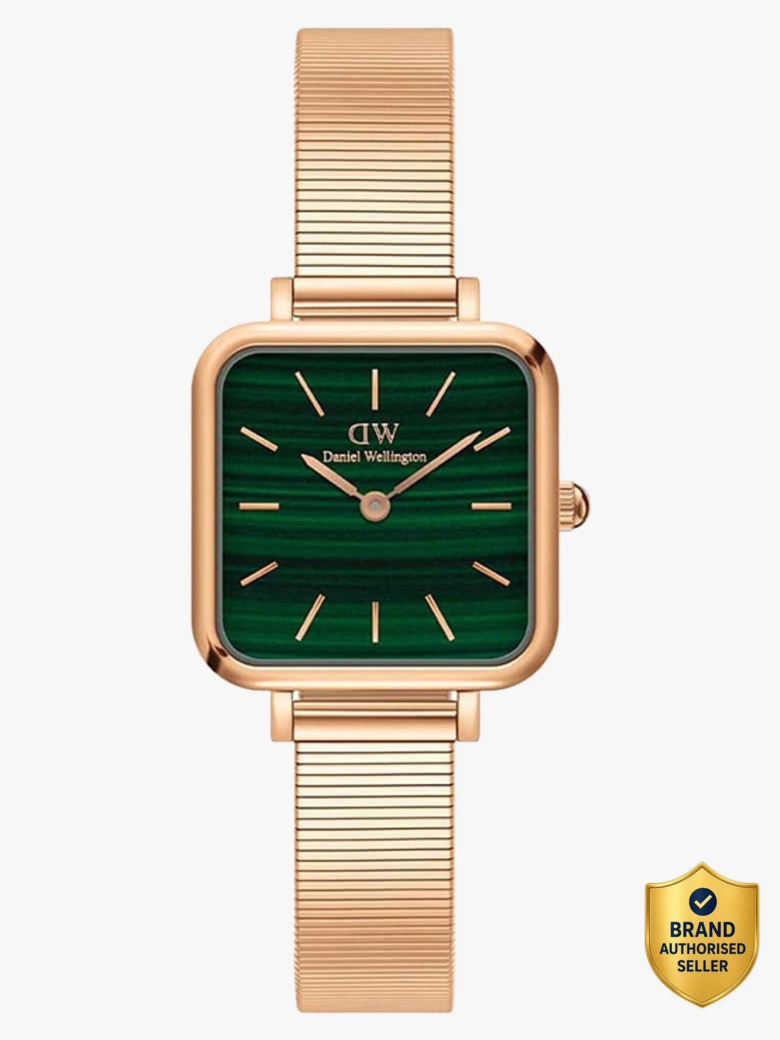 Image of DANIEL WELLINGTON Quadro Studio 22x22mm Green Dial Analog Watch - For Women