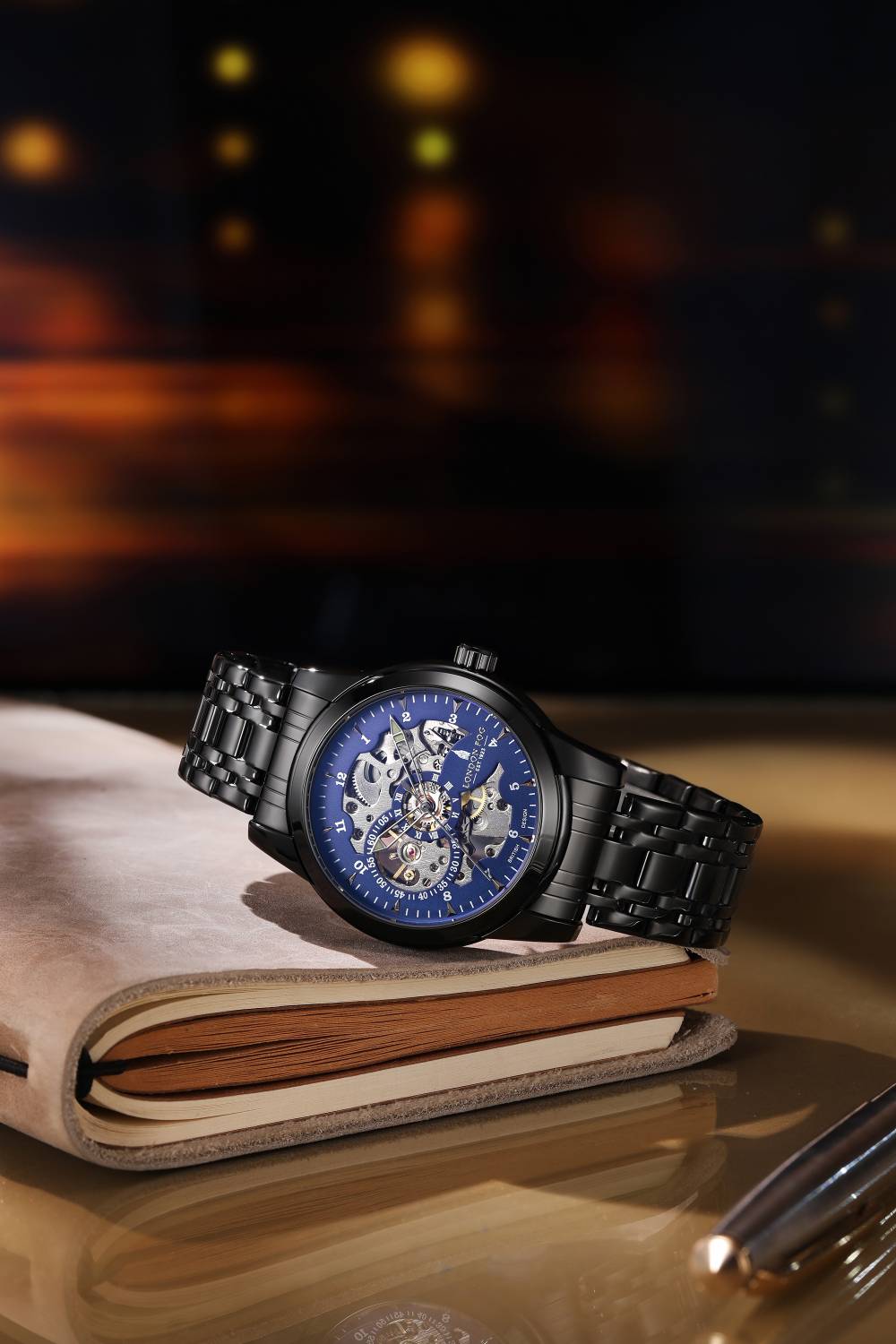 London Fog Richmond Skeleton Watch - Black - Image 4