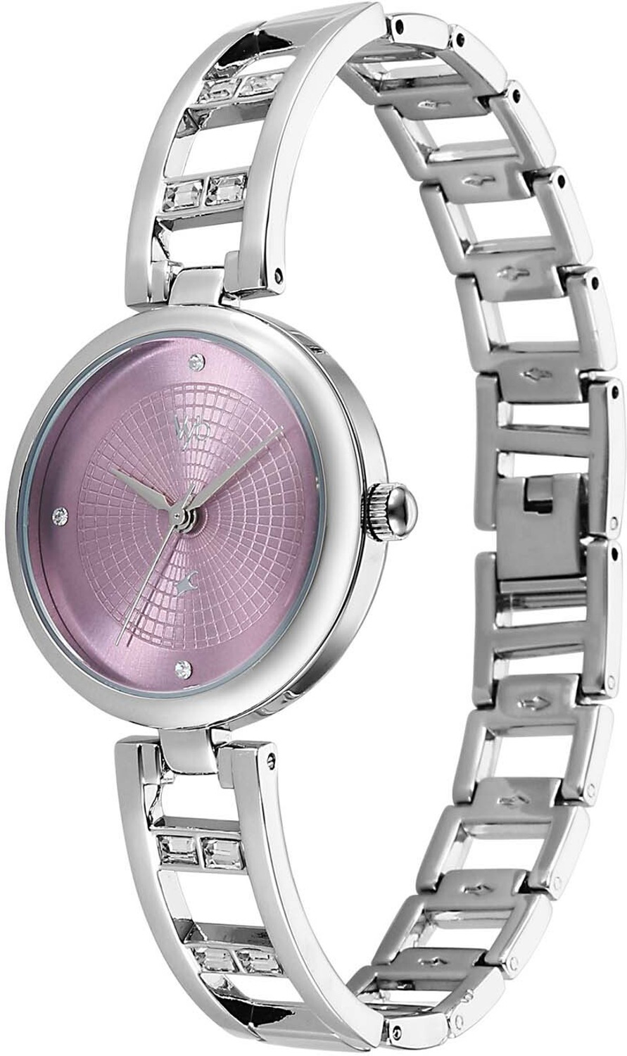 Image of Fastrack Fastrack Vyb Seeker Fastrack Vyb Seeker Quartz Lilac Dial Silver Alloy Strap Analog Watch - For Women