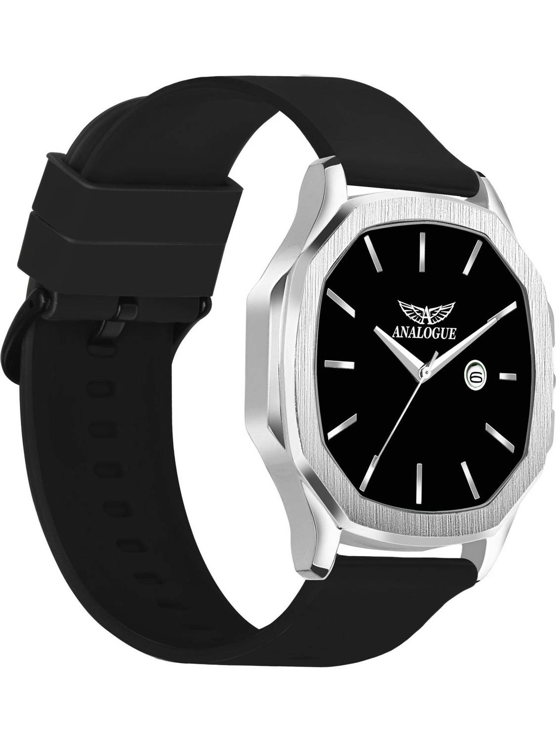 ANALOGUE Glass | Smart Clip | Day & Date Hexa Series | Working Date Display | Smart Watch Strap | 3D Glass | Soft Silicon Analog Watch - For Men