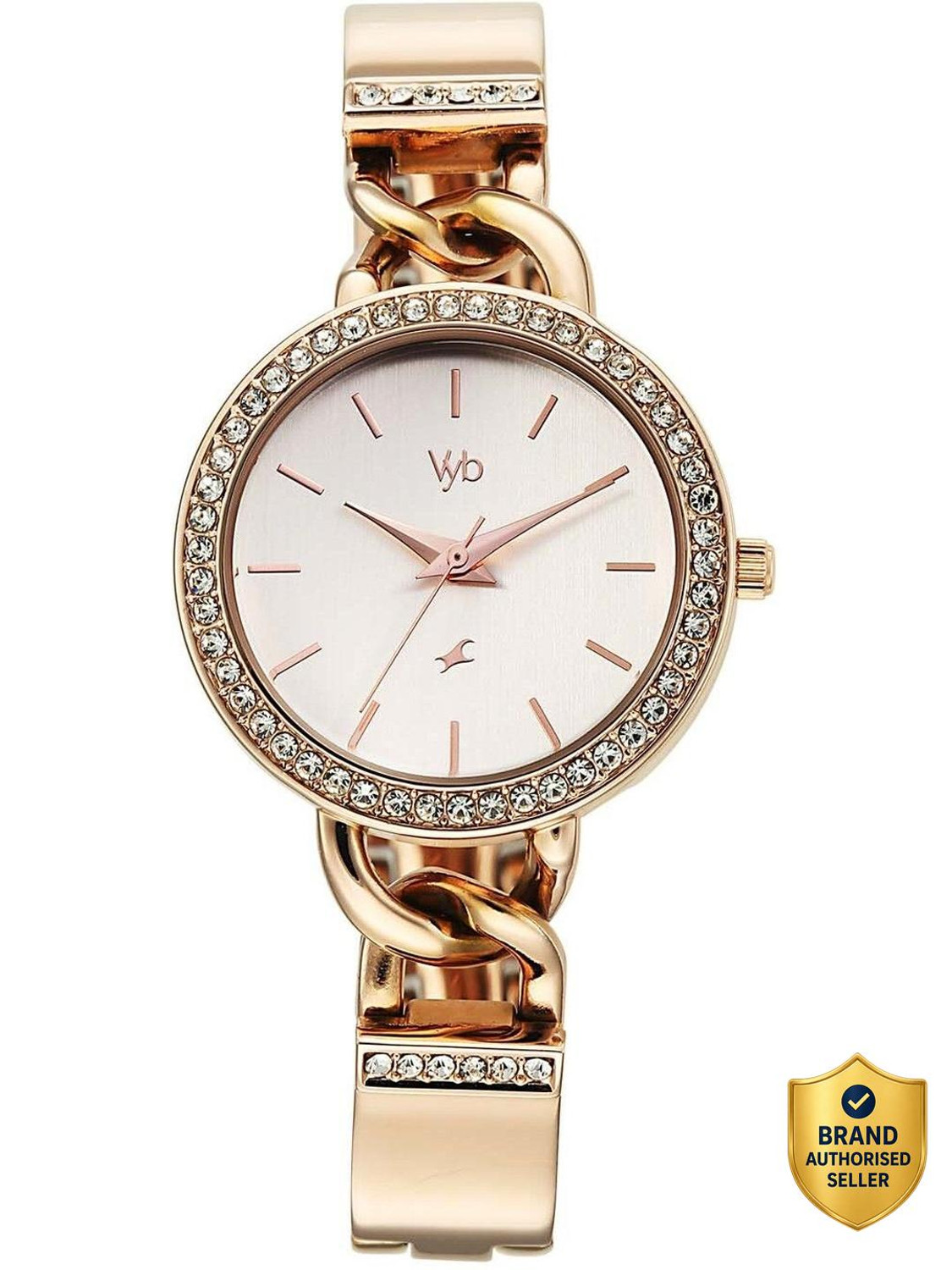Image of Fastrack Vyb Mirage Mirage Quartz White Dial Rose Gold Alloy Strap Analog Watch - For Women