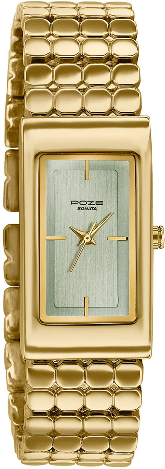 Image of SONATA Poze Drop 9.2 Poze 9 Quartz Green Dial IPG Alloy Strap Analog Watch - For Women