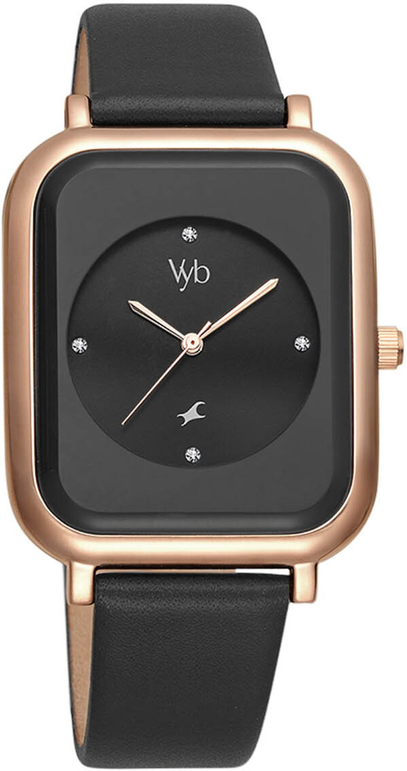 Image of Fastrack Vyb Muse Quartz Analog Black Dial Black Leather Strap Watch for Girls Analog Watch - For Women