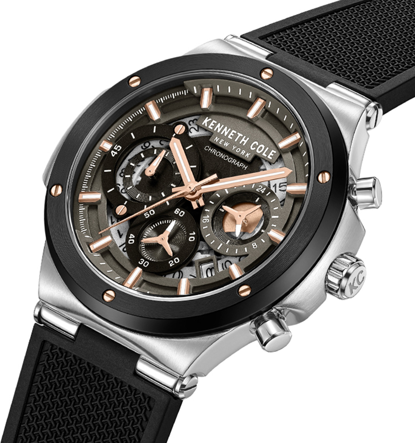 Image of Kenneth Cole Kenneth Cole Black Round Dial Silicone Watch For Men Analog Watch - For Men