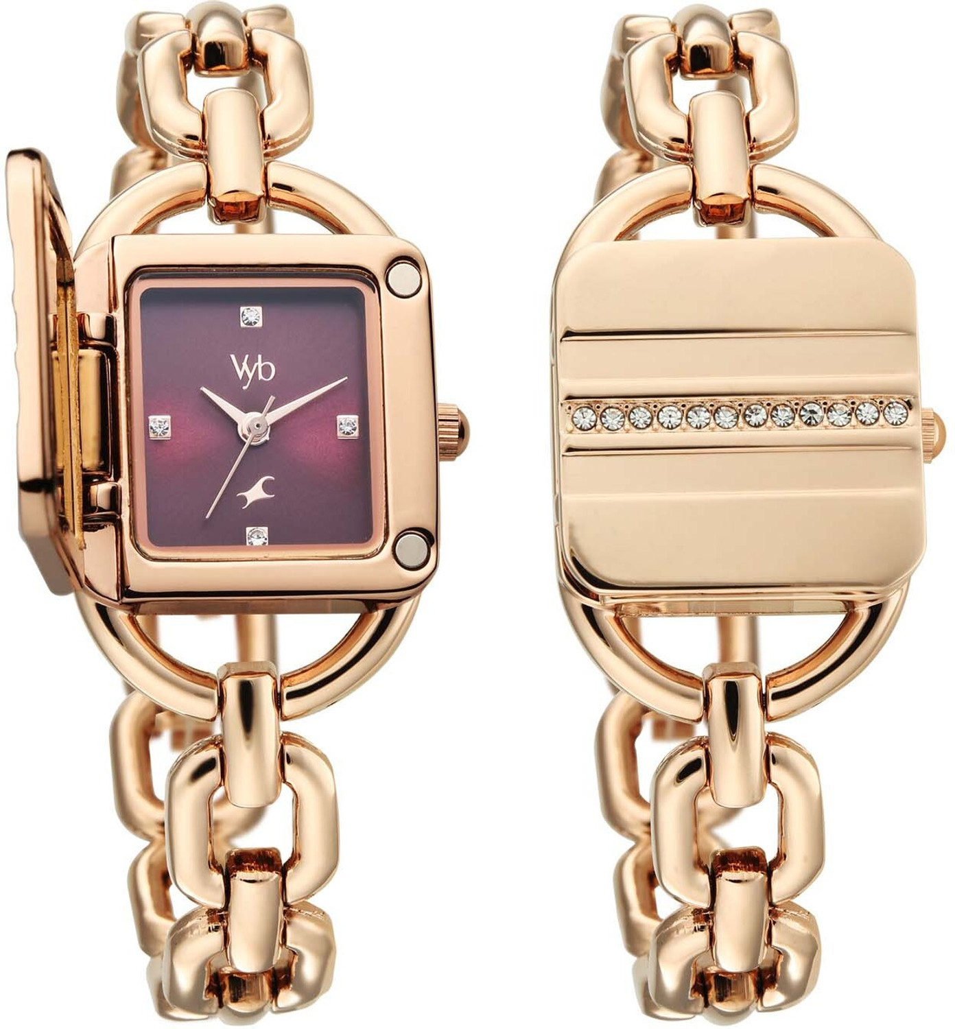 Image of Fastrack Fastrack Vyb Prodigy Fastrack Vyb Prodigy Quartz Maroon Dial Rose Gold Alloy Strap Analog Watch - For Women