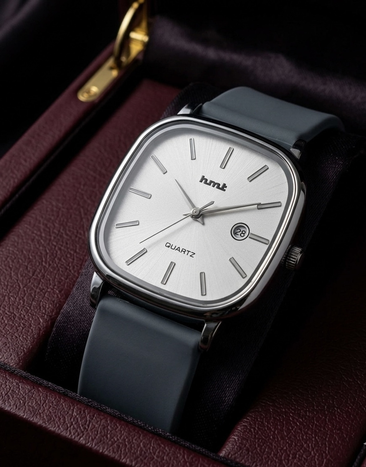 Image of hmt QUARTZ Boys & Girls Premium Date Functioning Grey Silicone Strap Watch Classic Water Resistant Quartz Branded Premium Boy Analog Wrist Watch For Men Analog Watch - For Boys & Girls