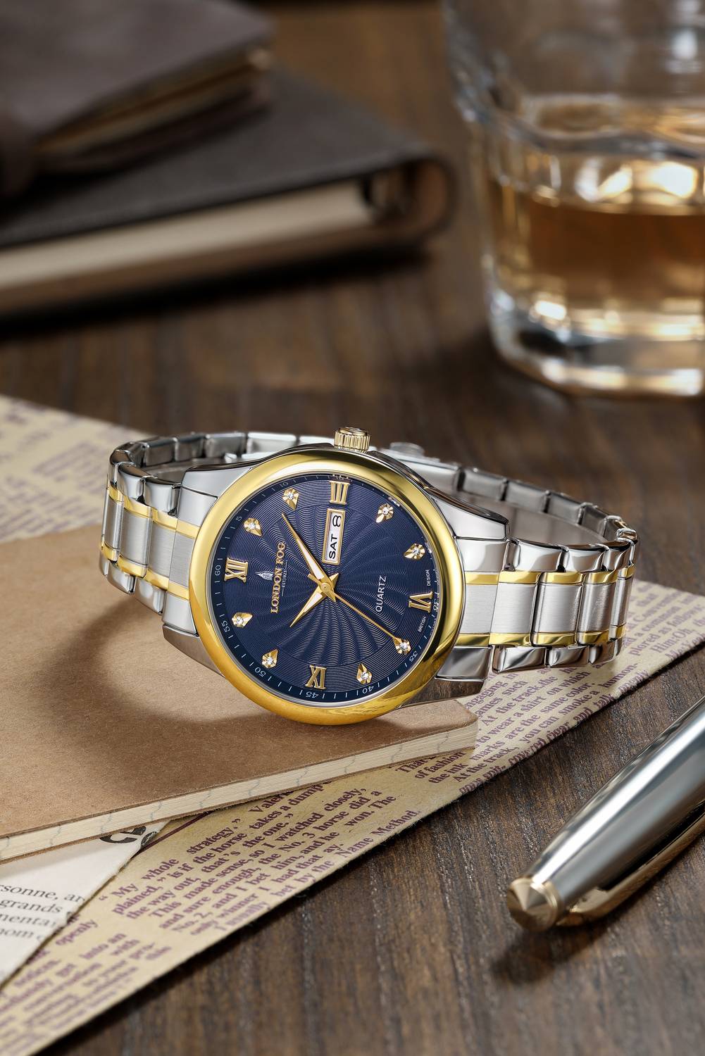London Fog Blue Men's Watch, Two-Tone Stainless Steel - Image 4