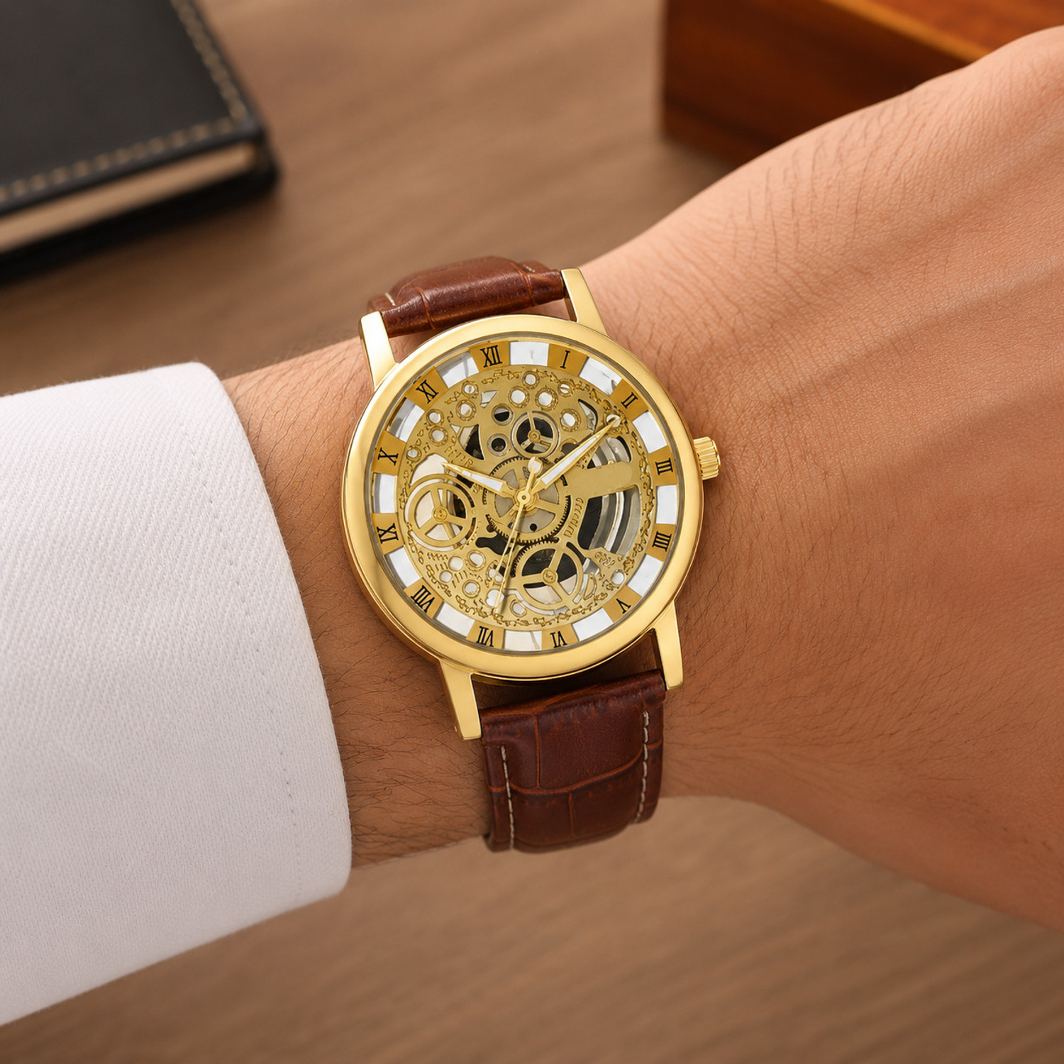 Image of Suvaniq Royal Heritage Executive Skeleton Design Quartz Watch Analog Watch - For Men