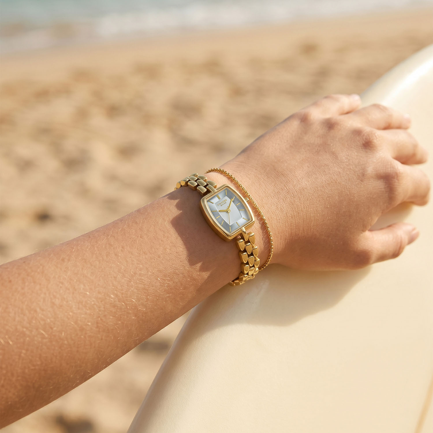 Image of SONATA Poze Drop 9.2 Poze 9 Quartz White Dial IPG Alloy Strap Analog Watch - For Women