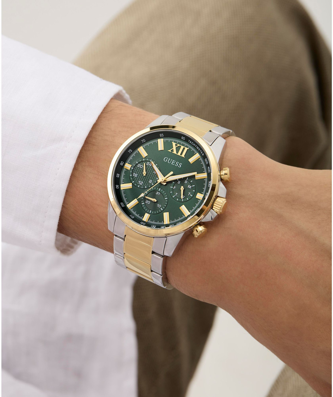 Image of GUESS GW0900G5 GUESS Walker Green Round Dial Analog Watch - For Men