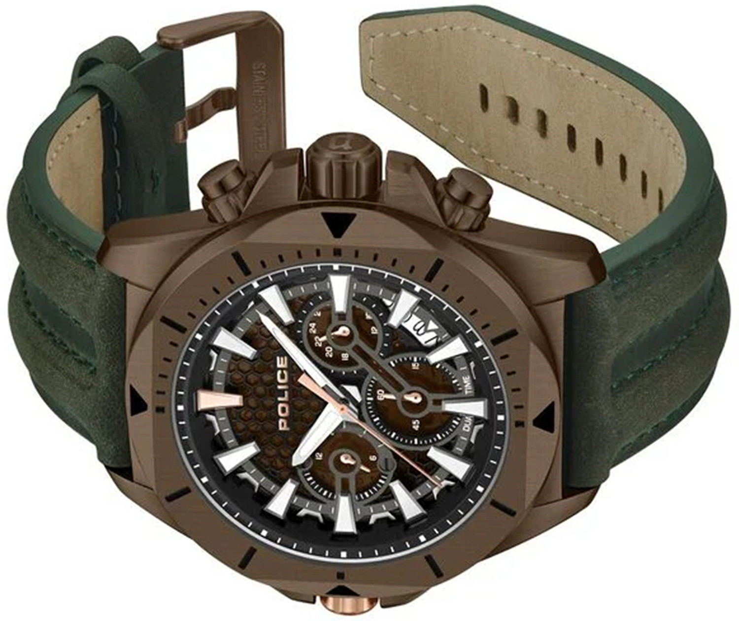 Image of Police Brown Round Dial Leather Watch For Men Analog Watch - For Men