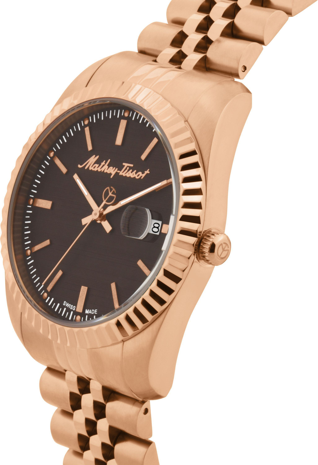 Image of Mathey-Tissot H810PRM Swiss Made Mathy III Quartz Ronda 515 H3 Movement Brown Dial Analog Watch - For Men