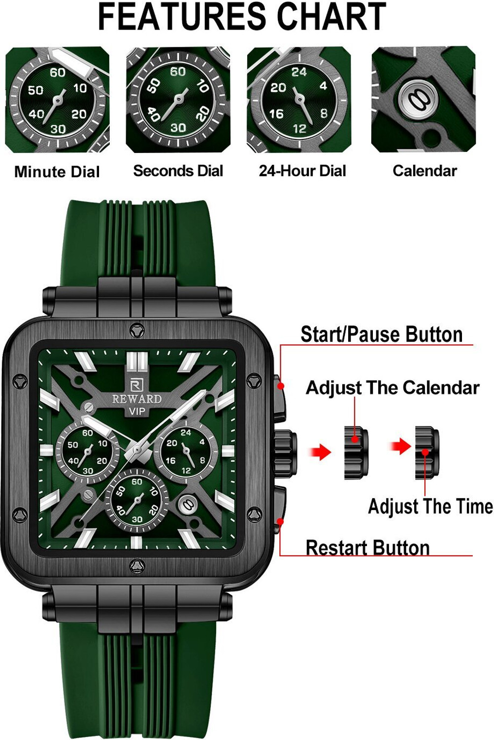 Image of Reward RD833569MA-GREEN Premium Watch Analog Watch - For Men