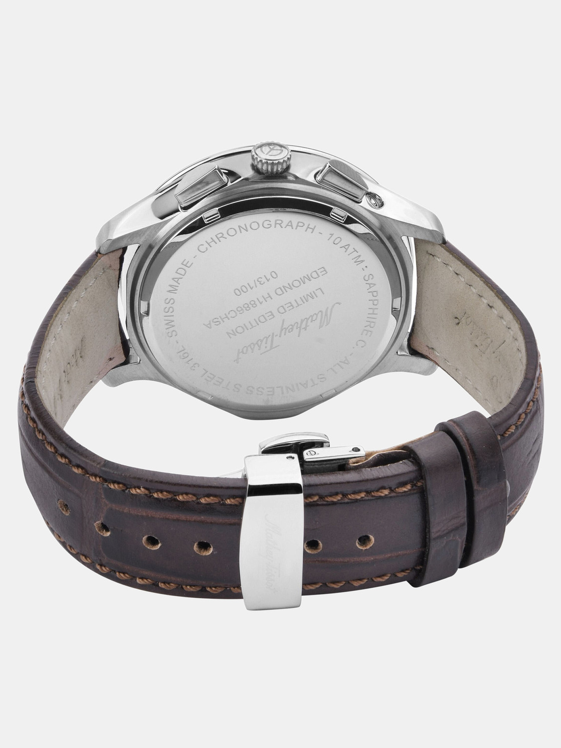 Image of Mathey-Tissot H1886CHSA Swiss Made Edmond 5040F Chronograph Silver-Tone Dial Analog Watch - For Men