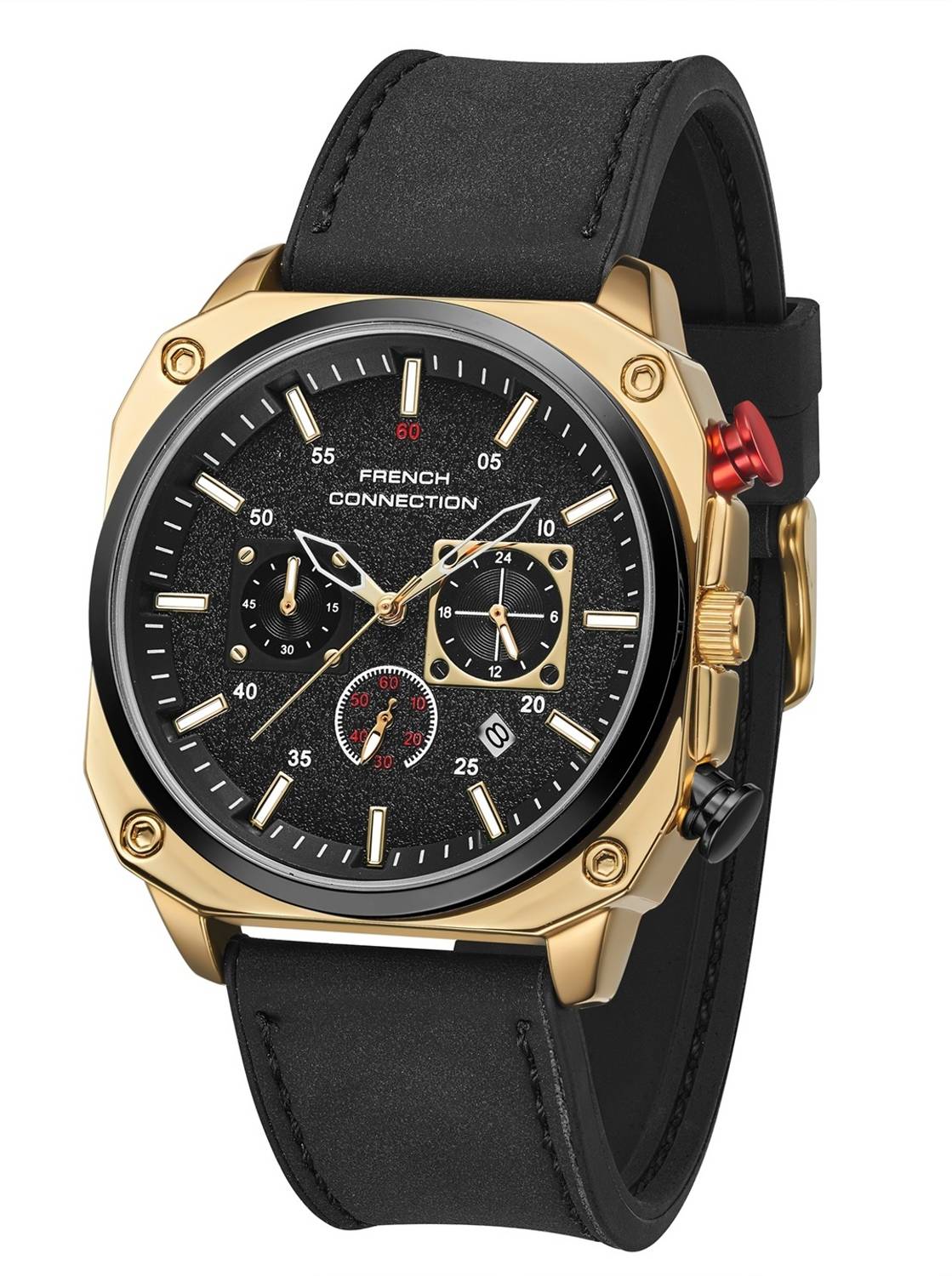 French Connection Black Silicone Chronograph Watch for Men - Image 3