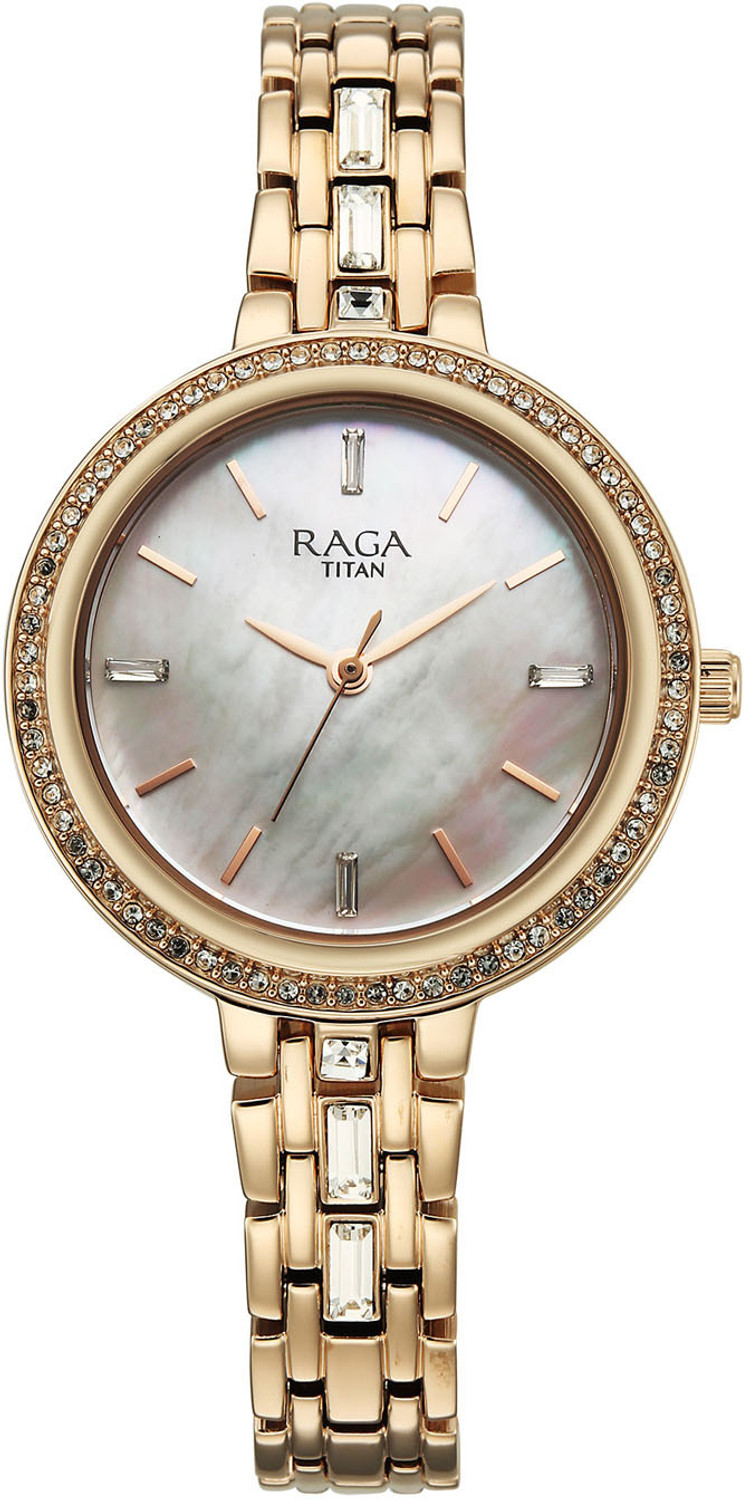 Image of Titan Raga Spotlight 2.0 Raga Spotlight 2.0 3Hands Silver Dial Rose Gold Strap Analog Watch - For Women