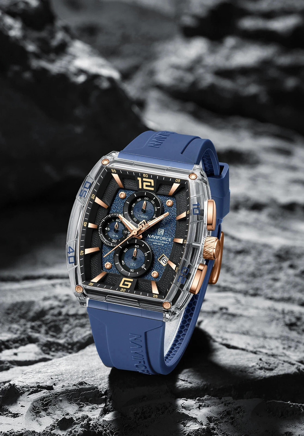 Image of NAVIFORCE Modern Sophistication Transparent Case With Functional Choronograph Dial Analog Watch - For Men