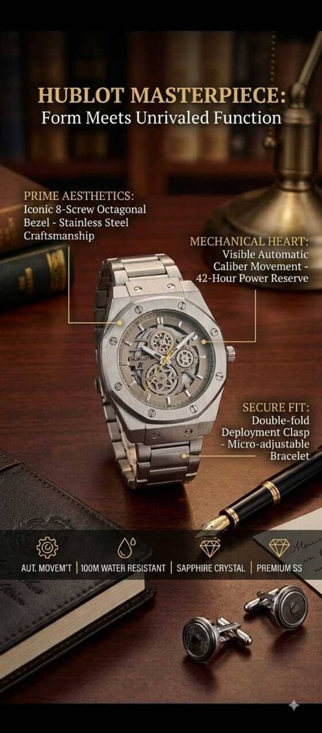 AZDAHA Men's Silver Stainless Steel Watch - Image 2