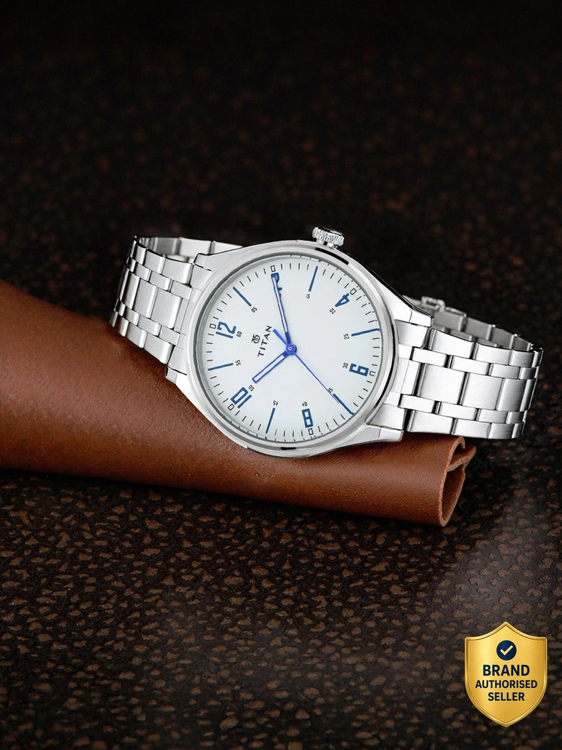 Image of Titan NP1802SM01 Titan Workwear Urban Edge White Dial Silver MetalStrap Analog Watch - For Men