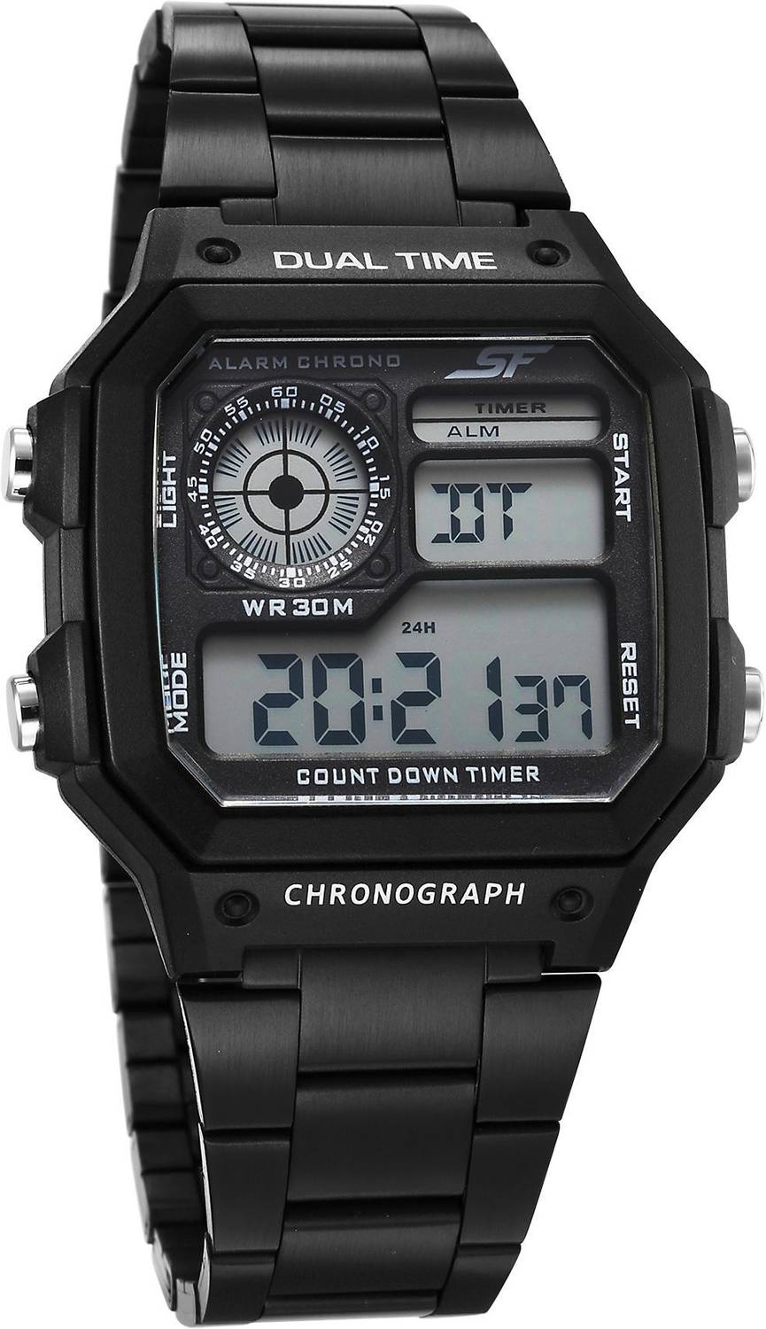 SONATA SF Hexa Metal Digital Black Dial Black Stainless Steel