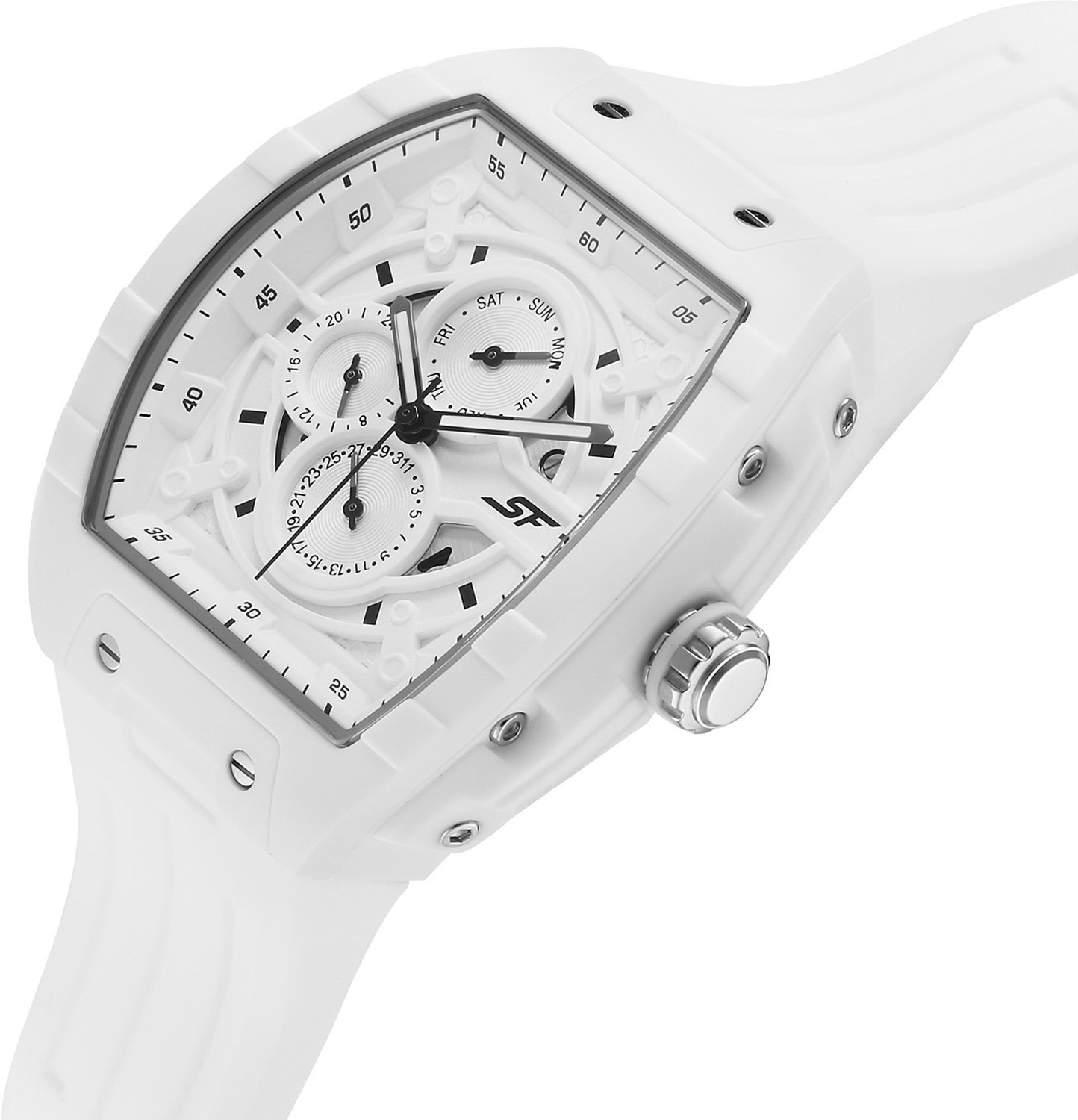 Image of SONATA SF Maiden Voyage SF Maiden Voyage Multifunction White Dial White Silicon Strap Analog Watch - For Men