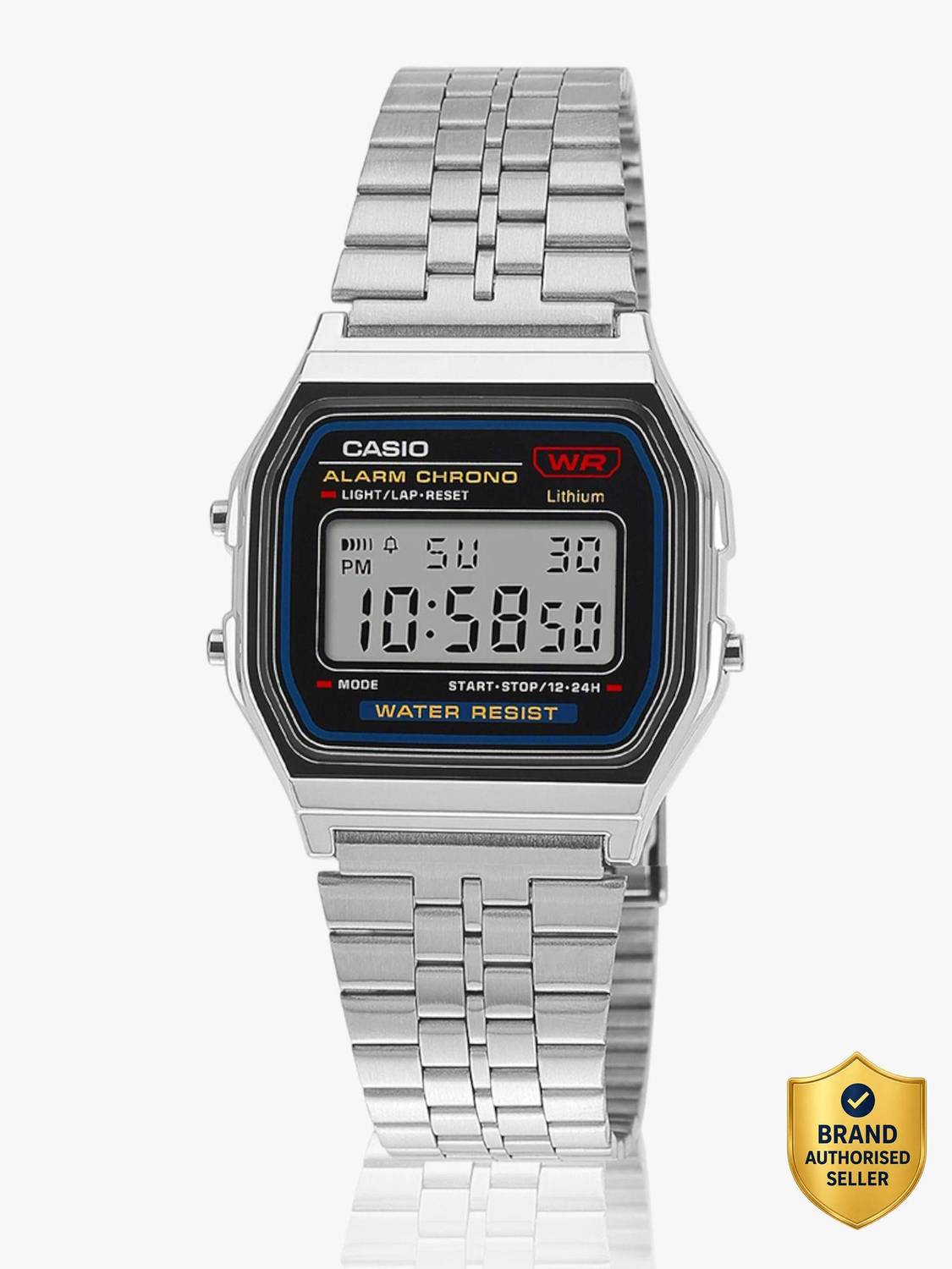 CASIO A159W-N1DF Vintage Black Dial Silver Stainless Steel Band - Image 1
