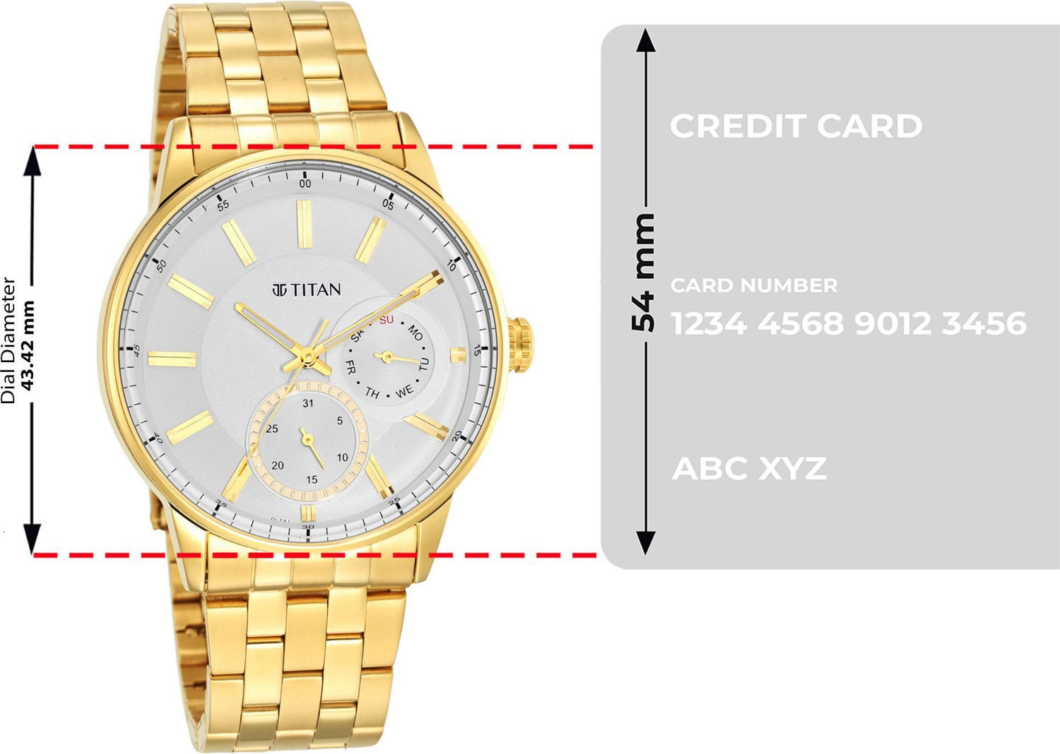 Image of Titan NP9441YM01 Titan Regalia Opulent Multifunction White Dial Gold SS Strap Analog Watch - For Men