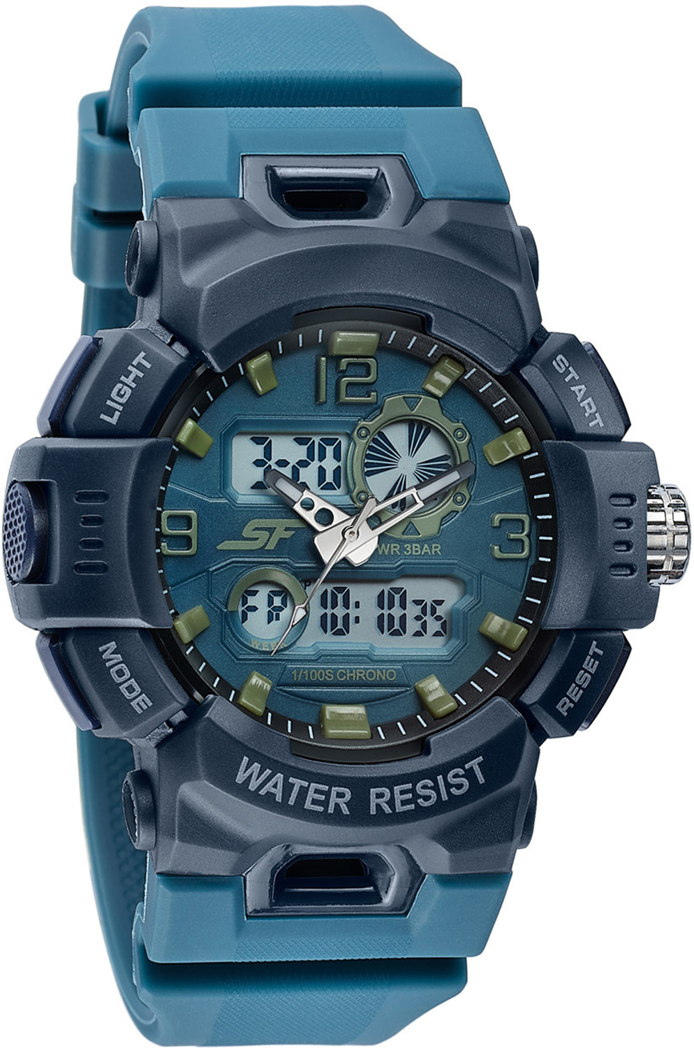 Image of SONATA SF Ignite SF Ignite Date & Day and Alarm Blue Dial Dark Blue Polyether Strap Analog-Digital Watch - For Men