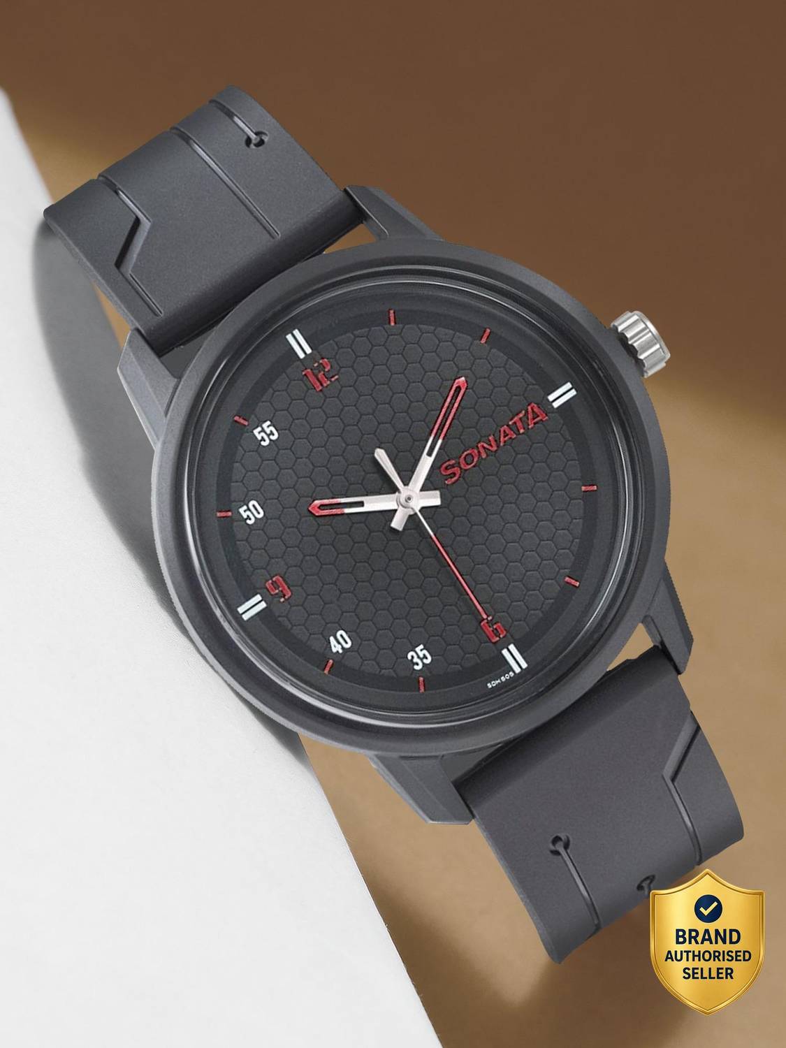 Sonata 77085PP04 Volt Black Dial Men's Watch - Image 1