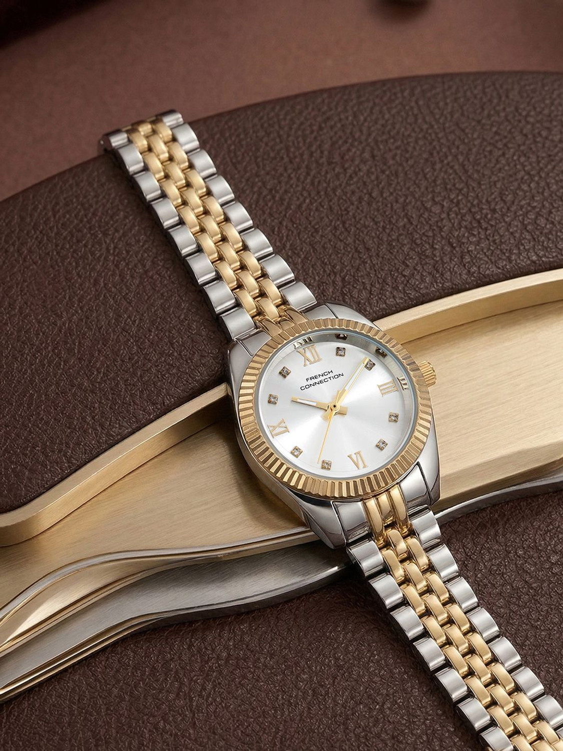 Image of French Connection French Connection Silver Round Quartz Analog Watch - For Women
