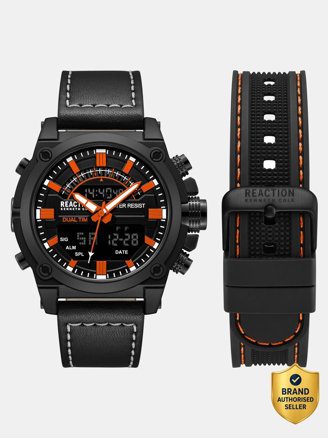 Image of Kenneth Cole Reaction New Collection Black Round Dial | Digi-Analog Watch for Men's | KRWGP0069903 Analog-Digital Watch - For Men