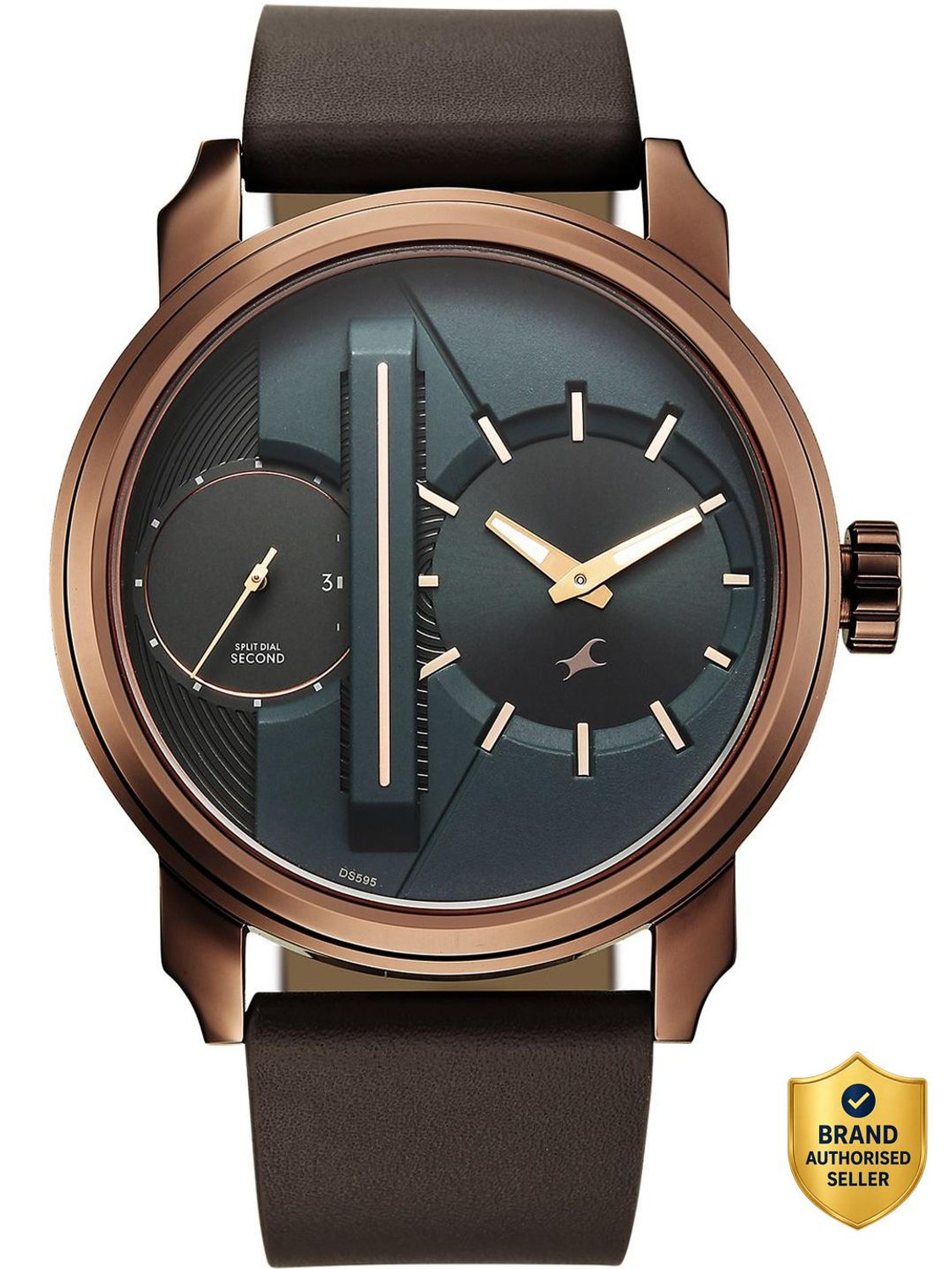 Image of Fastrack Fastrack Pulse IV Quartz Dark Green Dial Brown Leather Strap Analog Watch - For Men