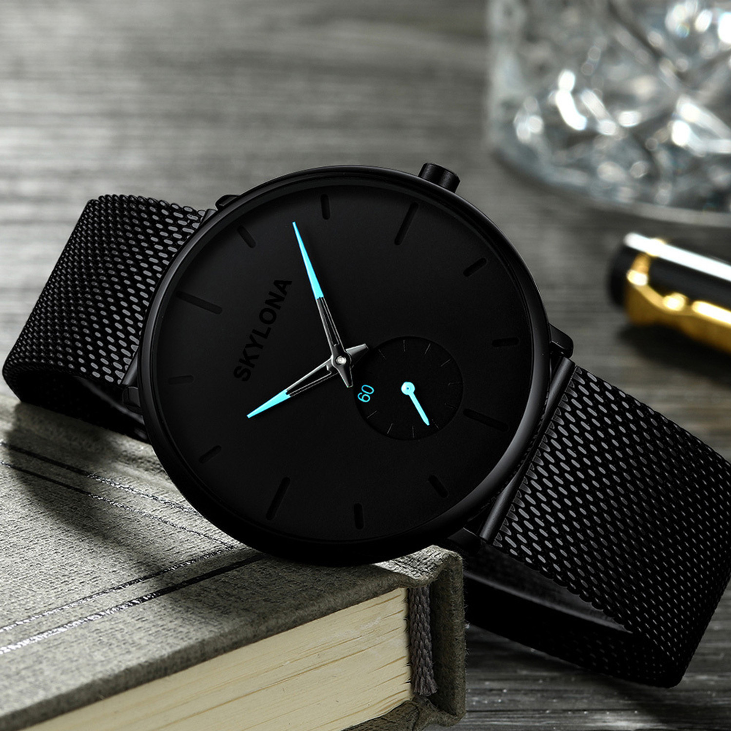 Image of SkyLona Slim Dial Stainless Steel Mesh Band -Waterproof Design Analog Watch - For Men