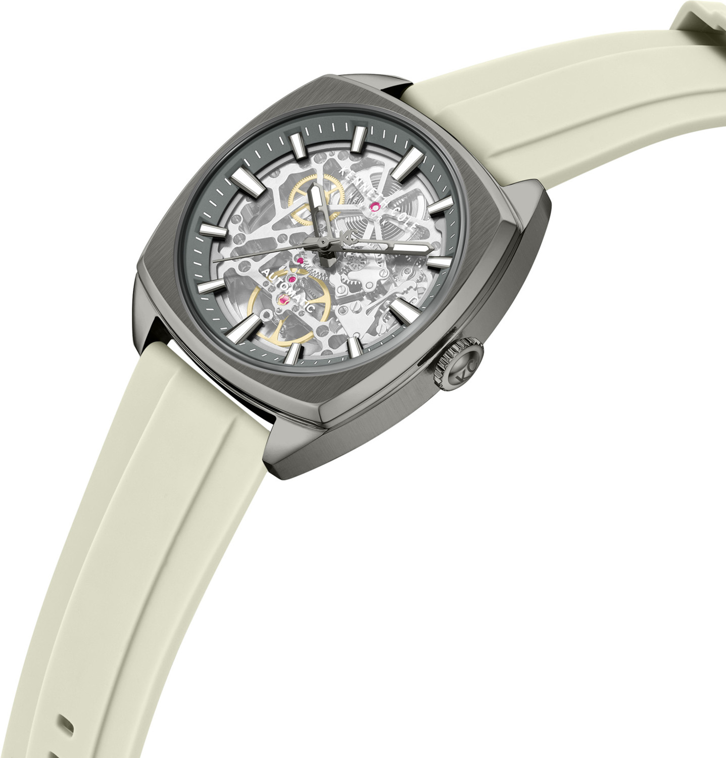 Image of Kenneth Cole Automatic Gun Dial White Silicon Strap Analog Watch - For Men KCWGZ0099205MN,KCWGZ0099205MNW