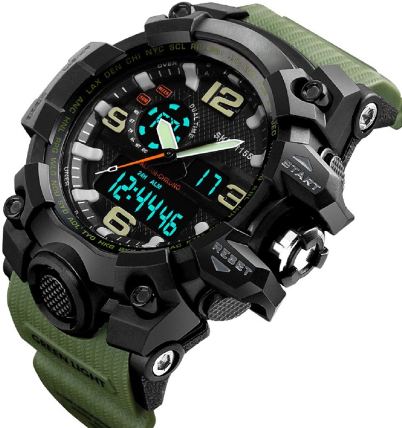 Image of Harbor A boys' favorite timepiece with a sturdy green PU strap Analog-Digital Watch - For Boys