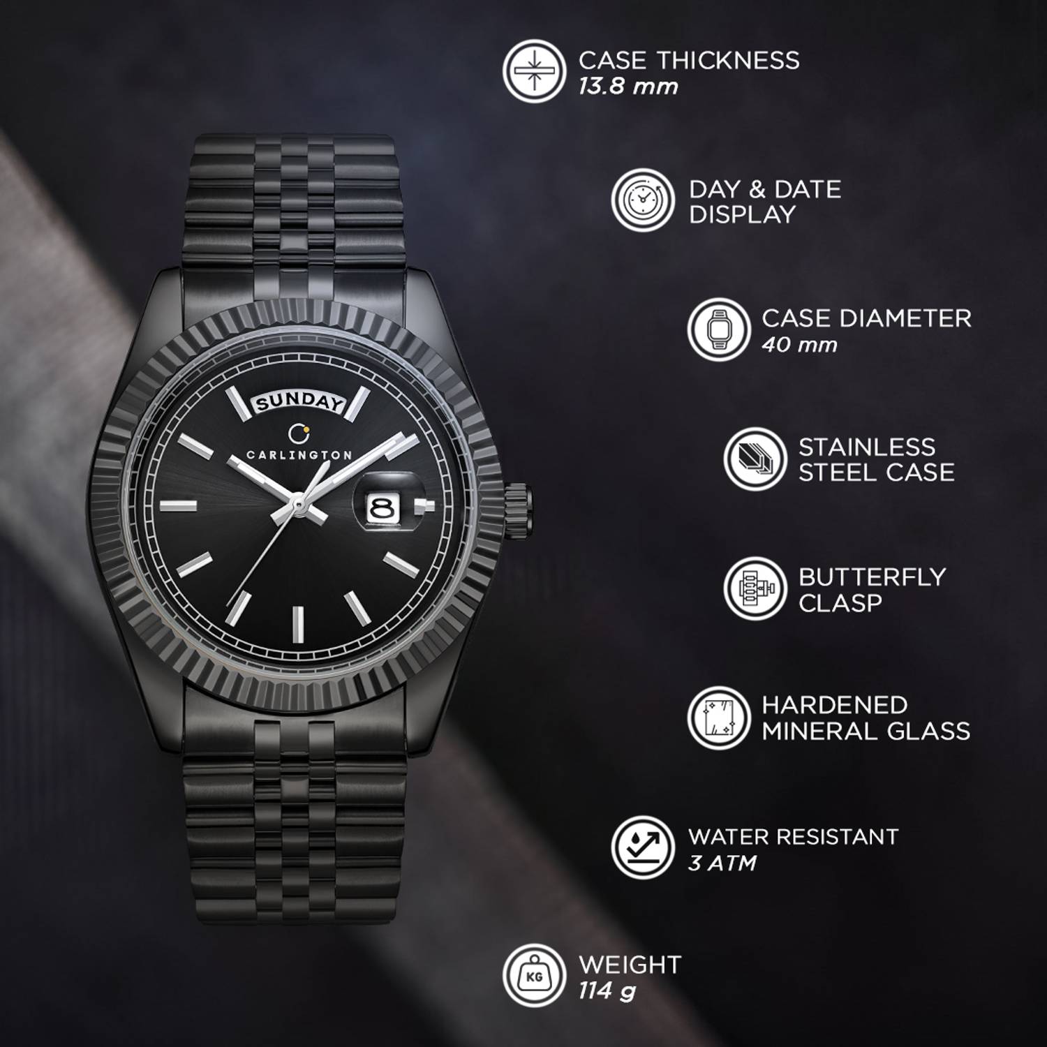 Carlington CT 8888 Black Men's Watch - Image 3