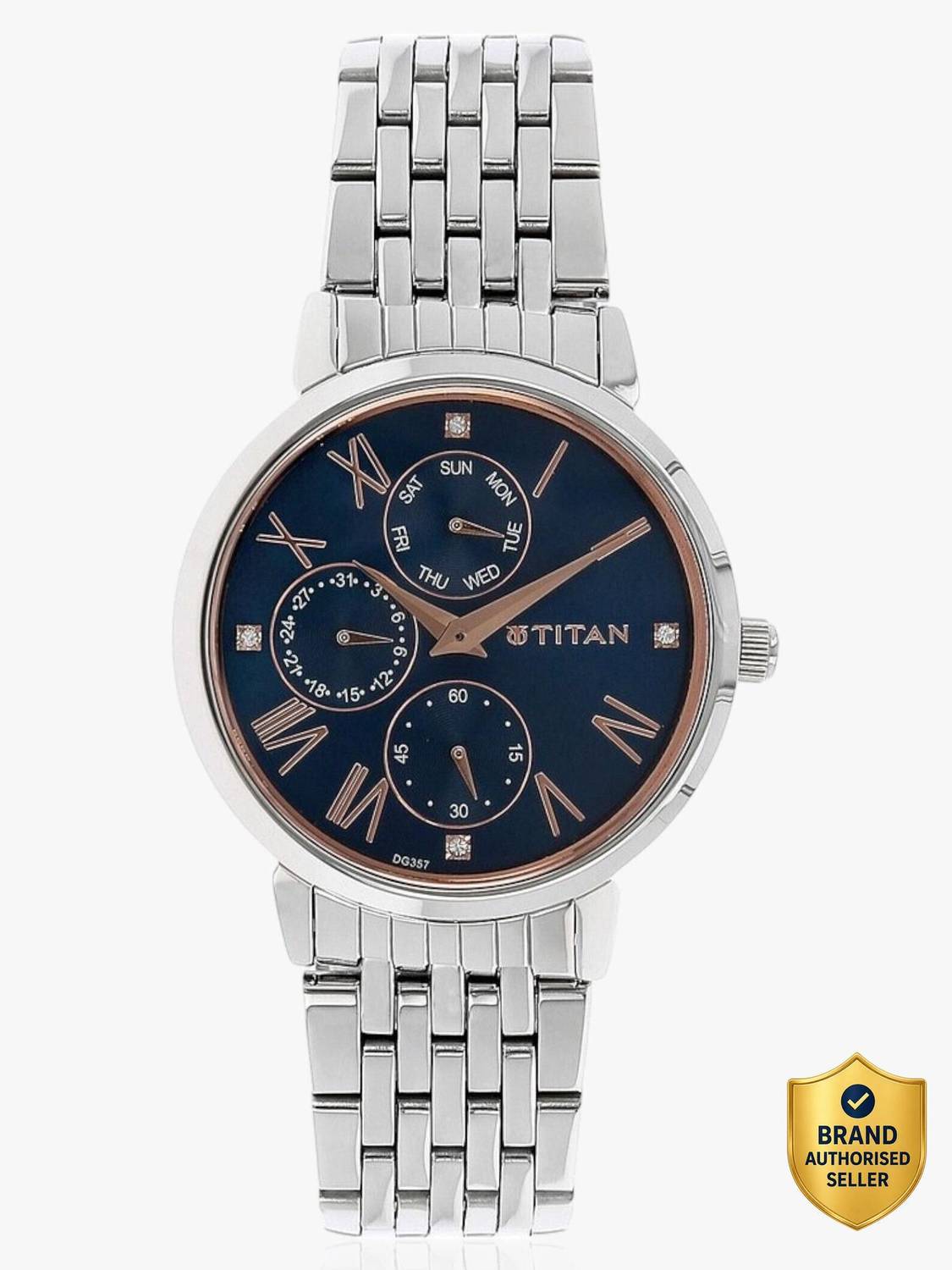 Titan Titan Workwear Multifunction Blue Dial Silver Stainless Steel Strap Analog Watch - For Women